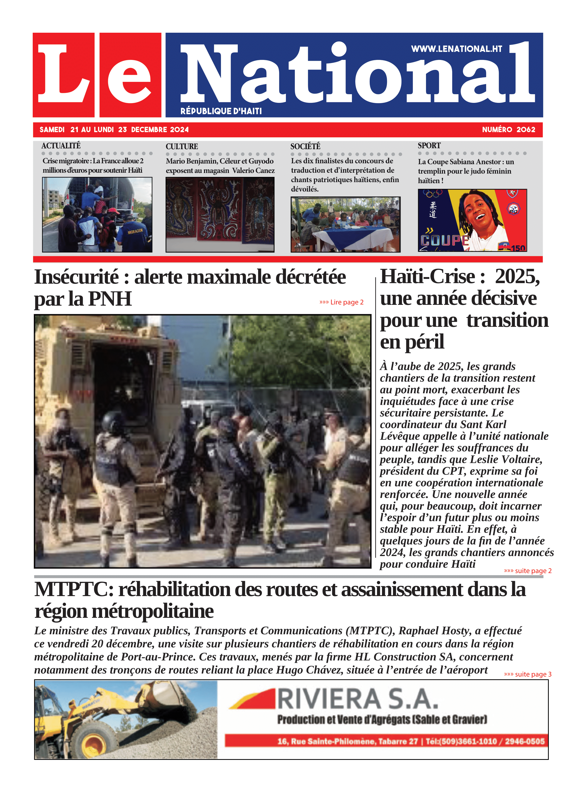 Page 1 de l'édition 2062