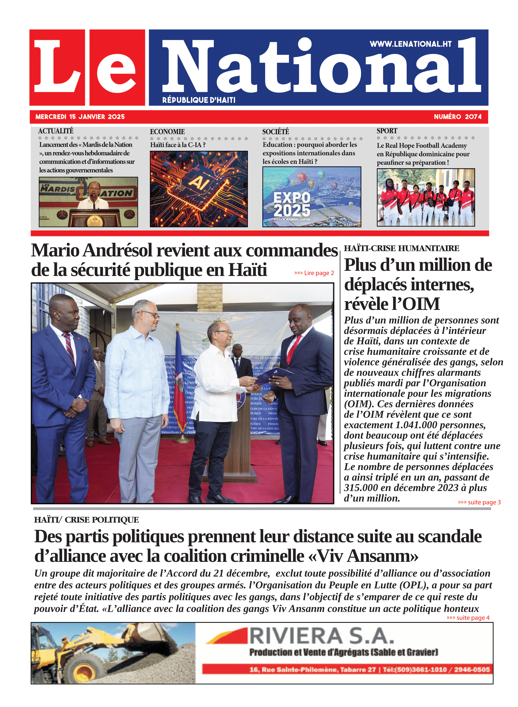 Page 1 de l'édition 2074