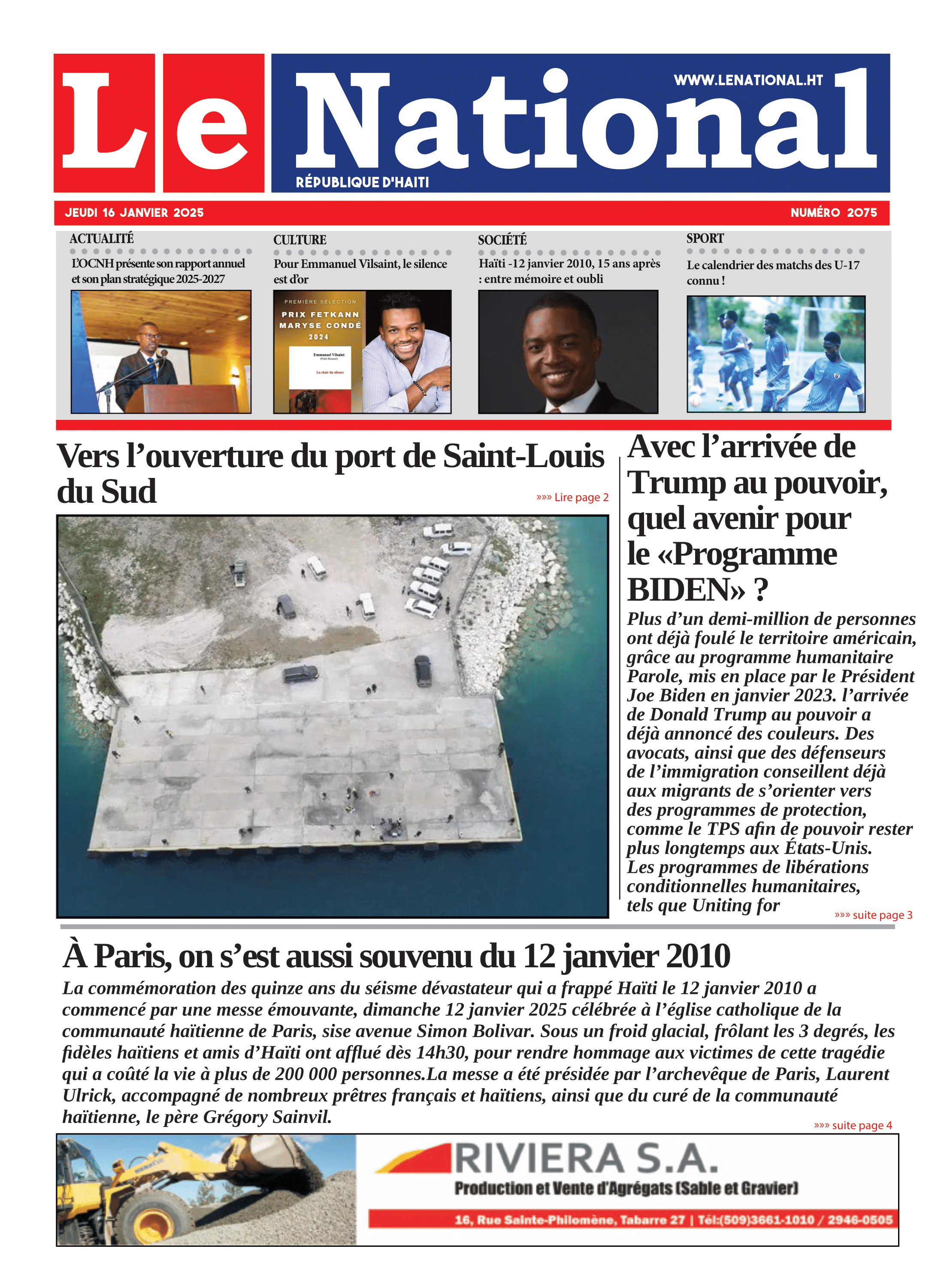 Page 1 de l'édition 2075