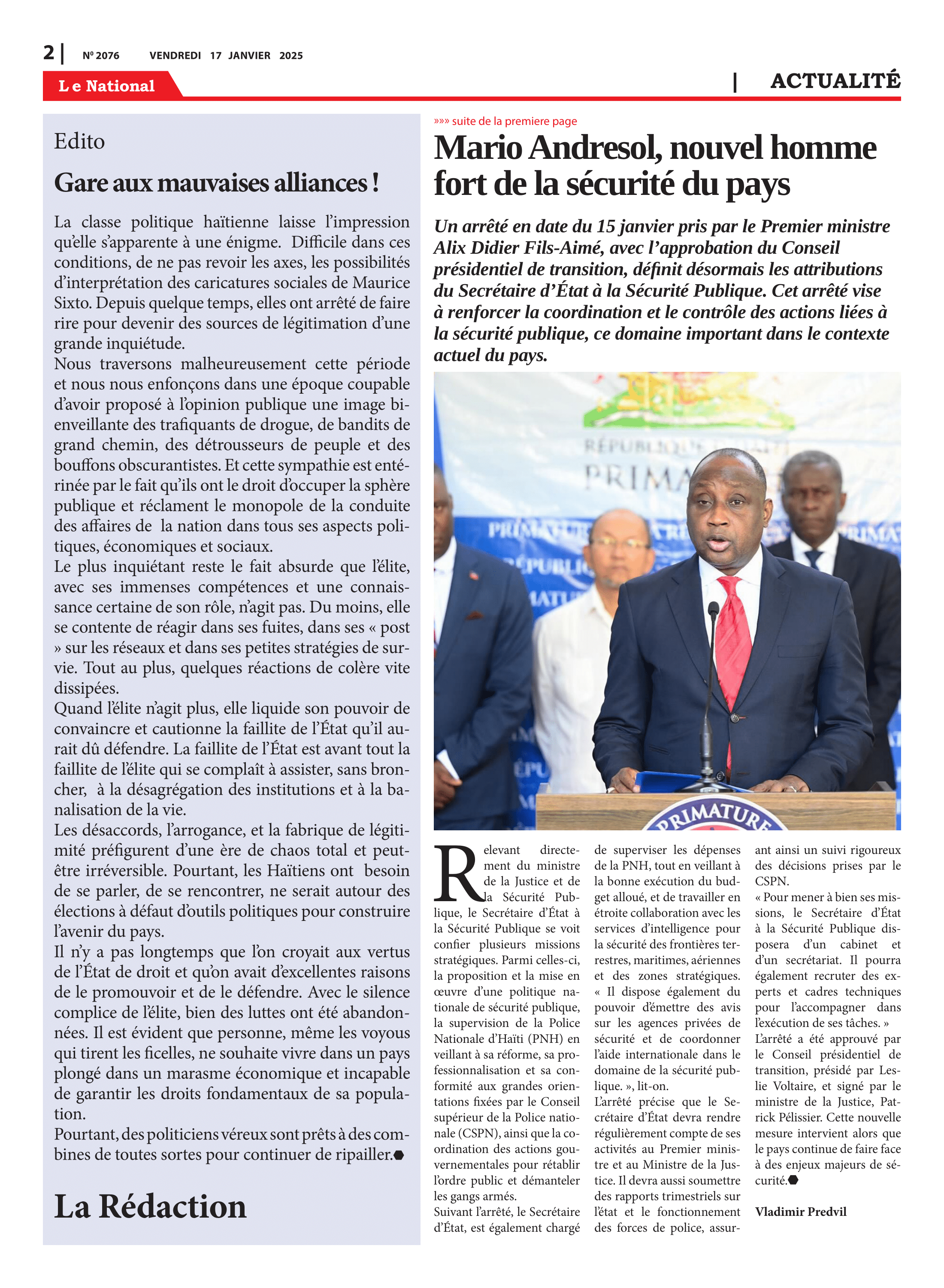Page 2 de l'édition 2076