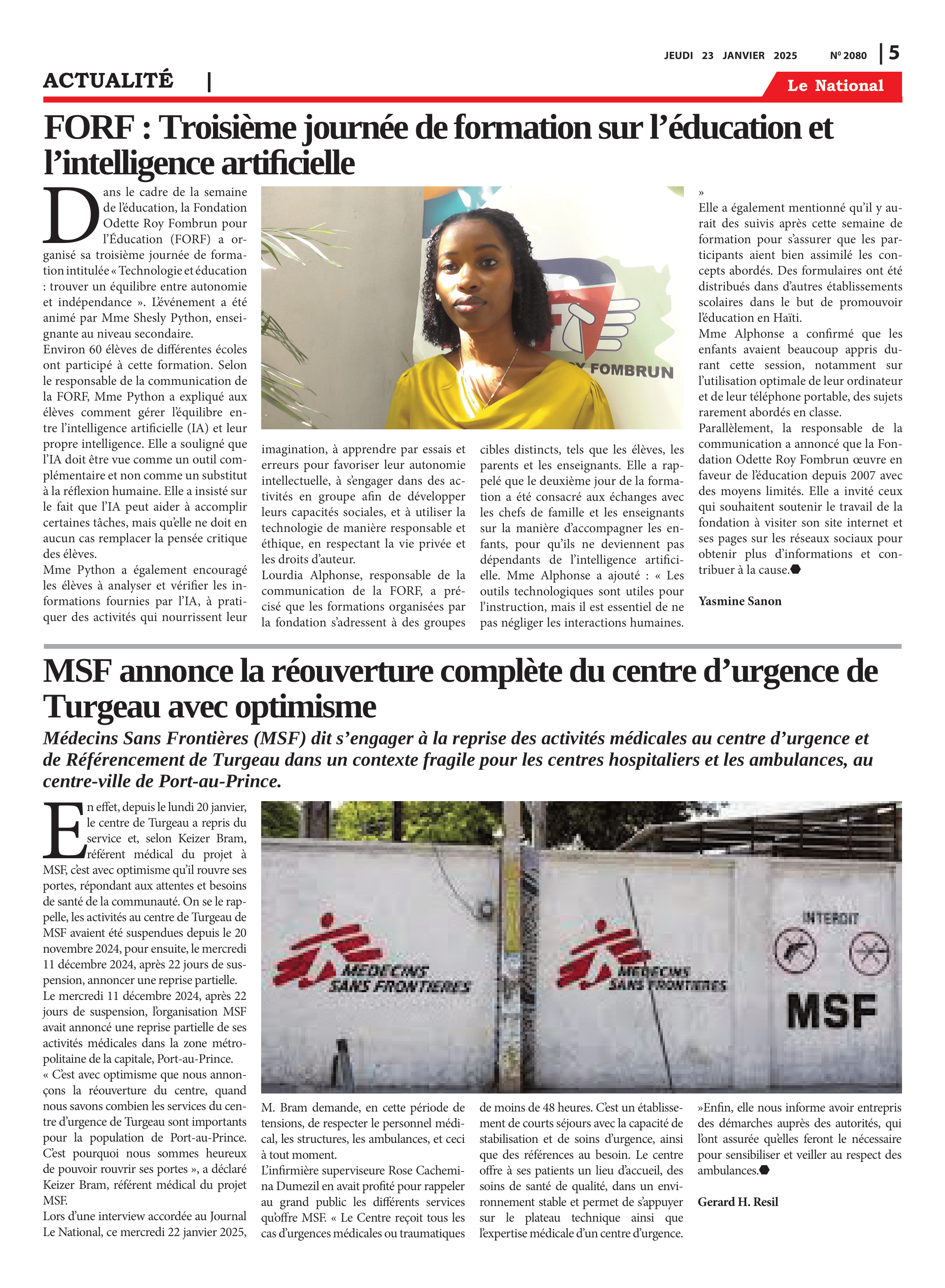 Page 5 de l'édition 2080