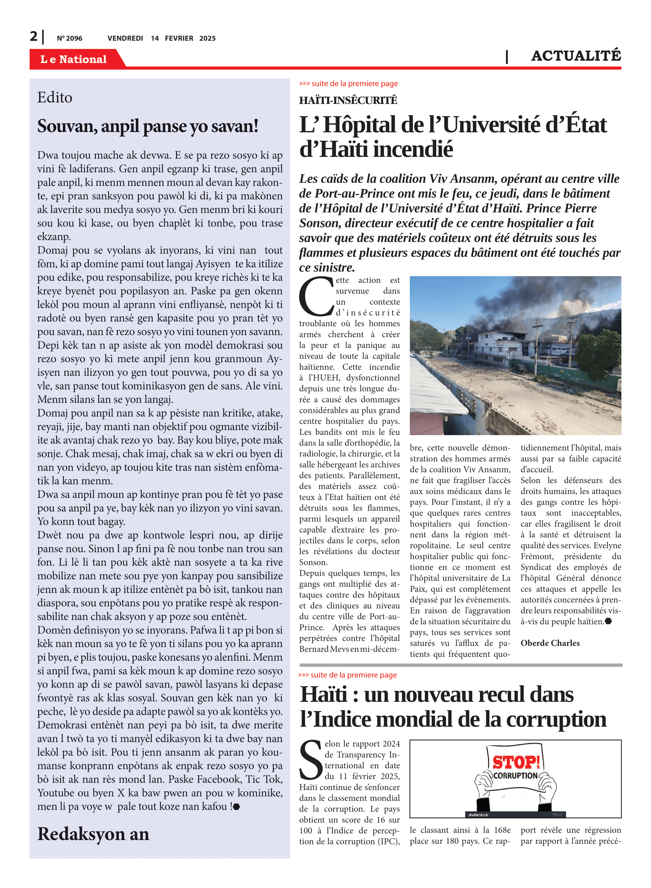 Page 2 de l'édition 2096