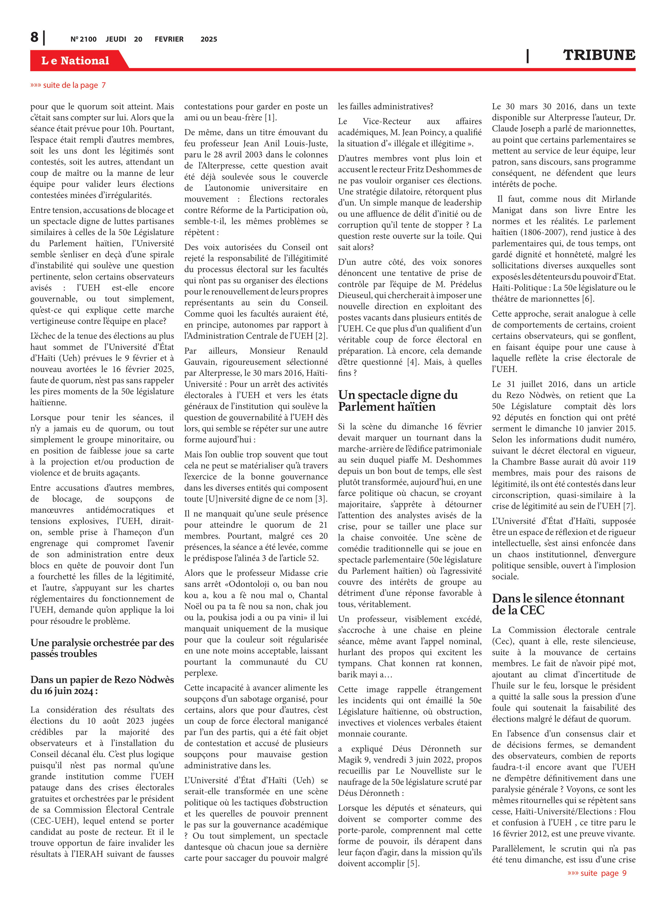 Page 8 de l'édition 2100