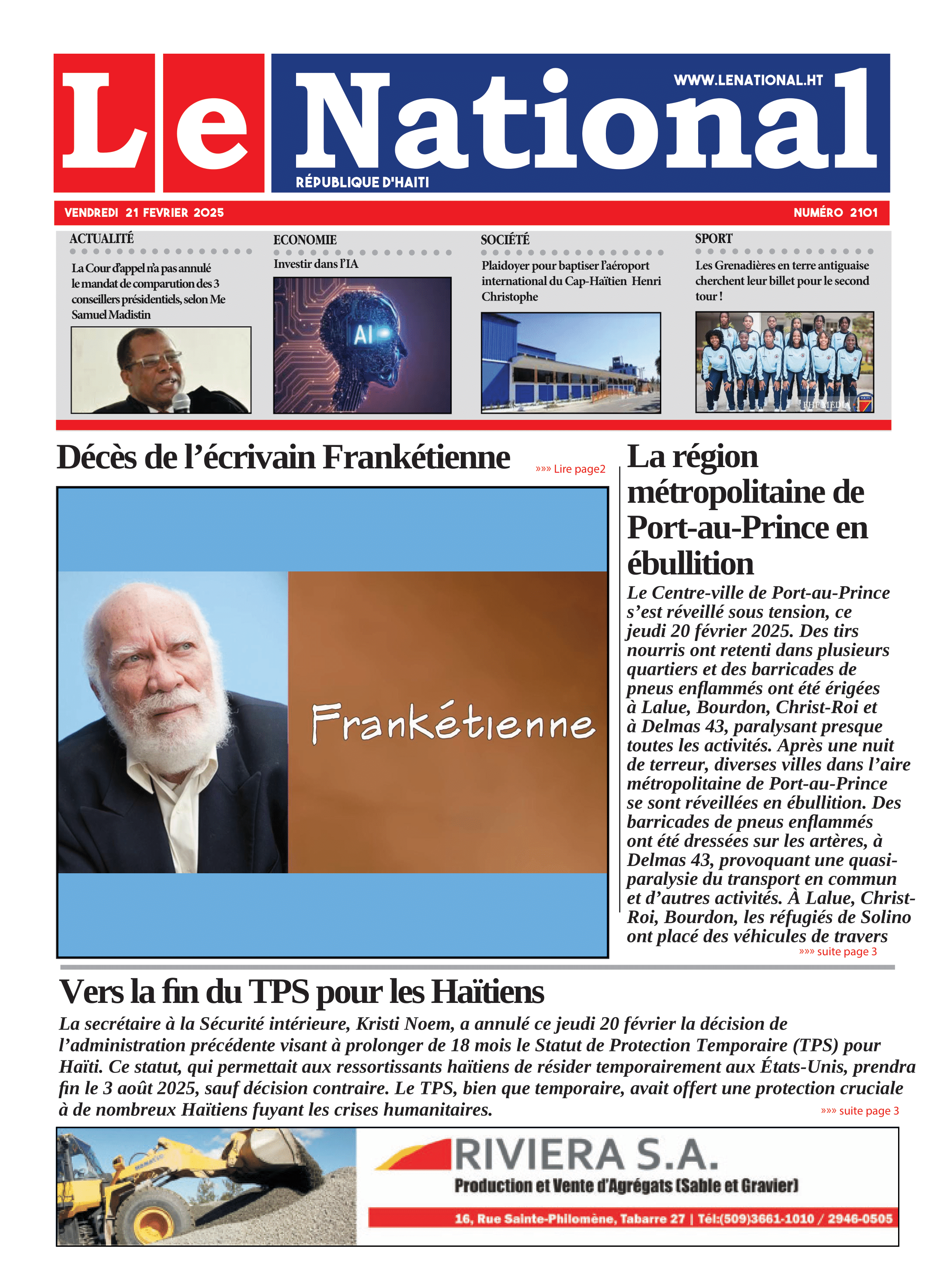 Page 1 de l'édition 2101