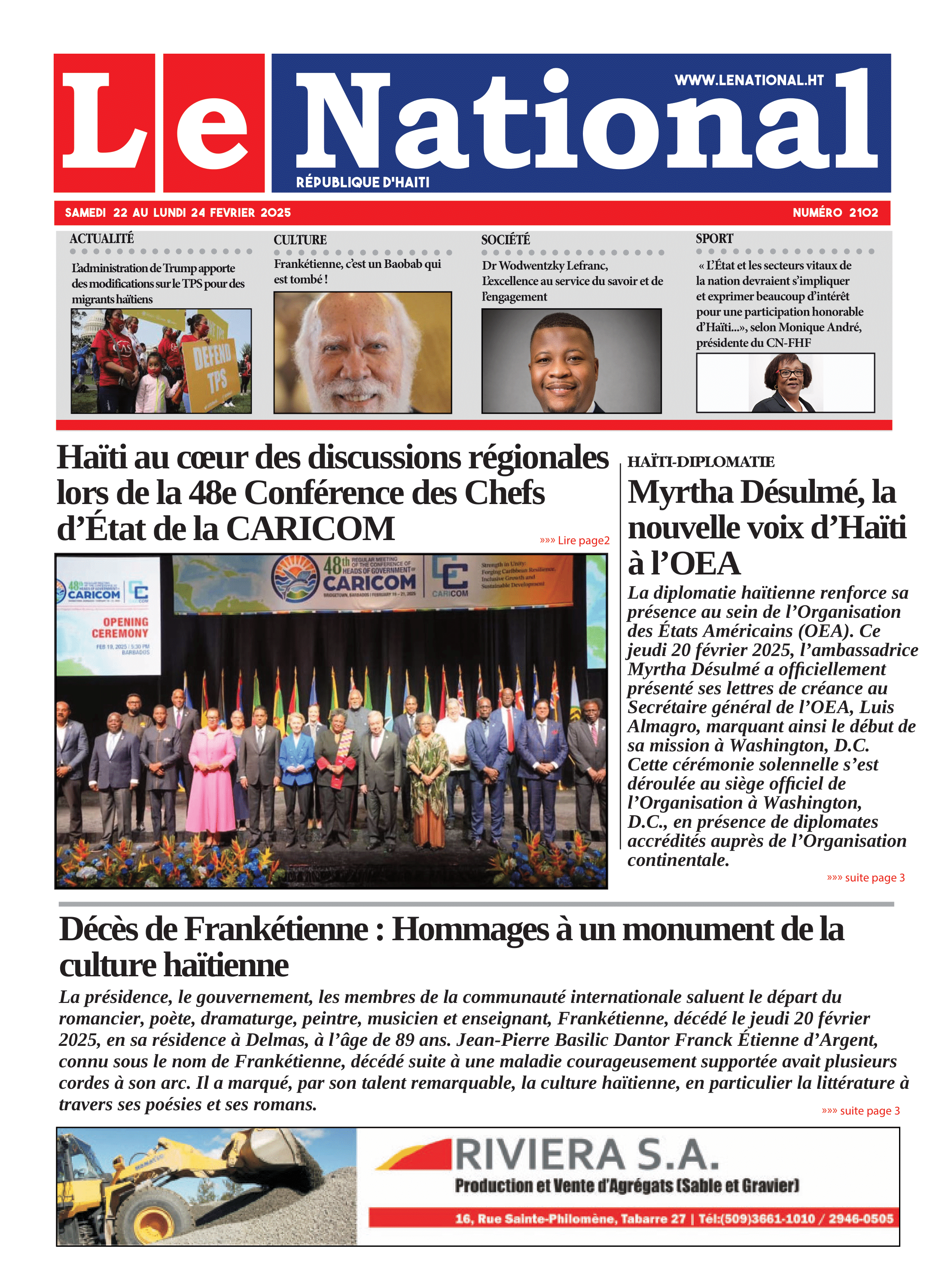 Page 1 de l'édition 2102
