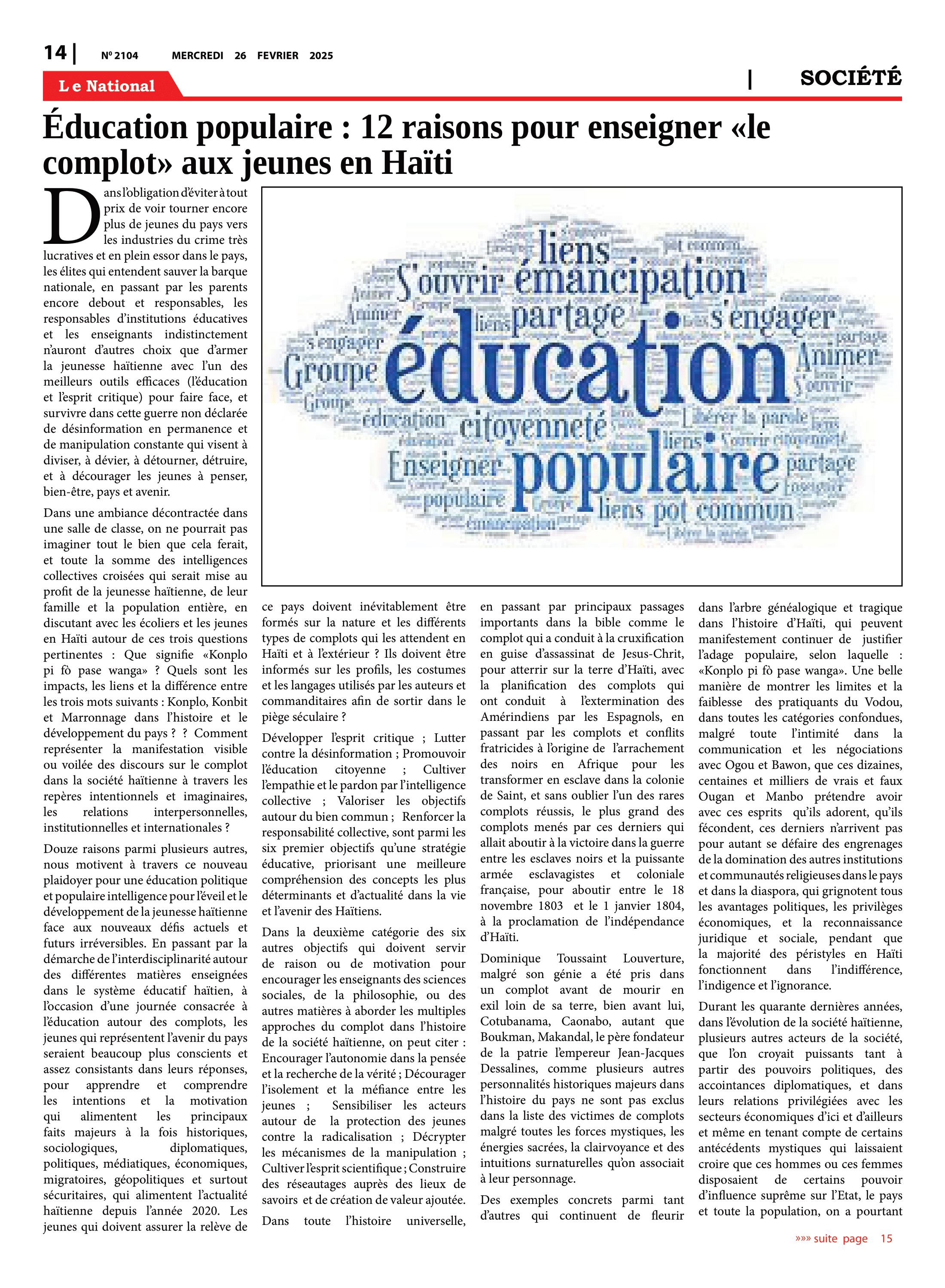 Page 14 de l'édition 2104