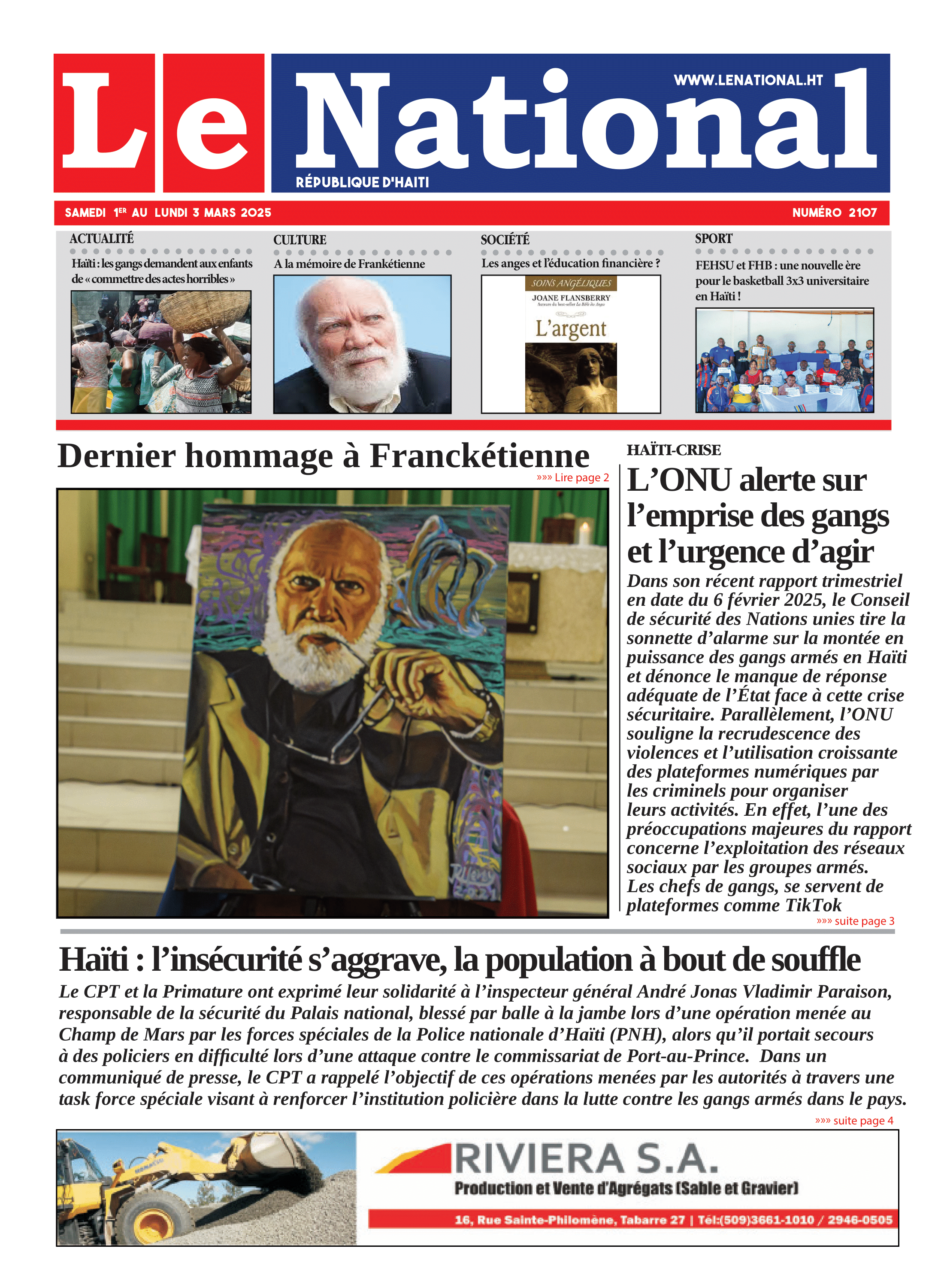 Page 1 de l'édition 2107