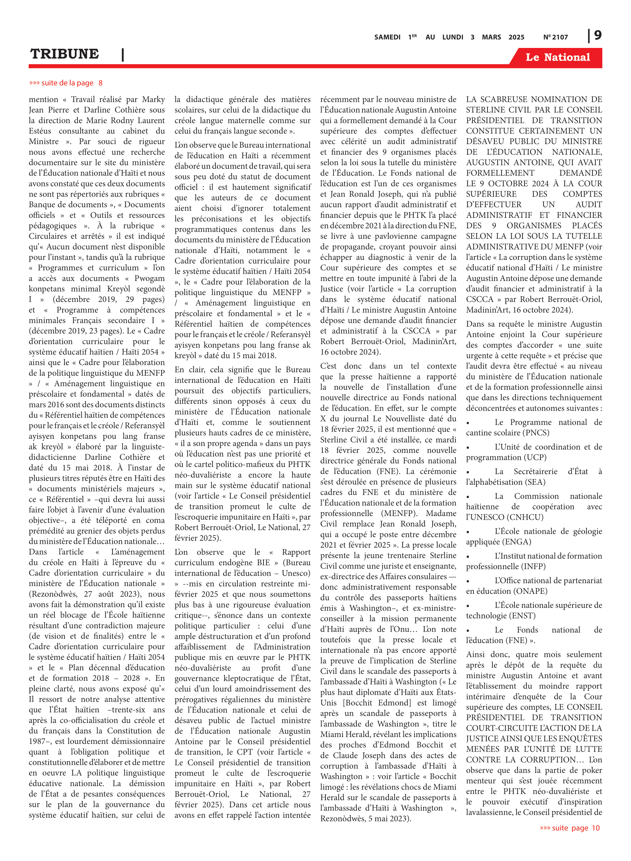 Page 9 de l'édition 2107