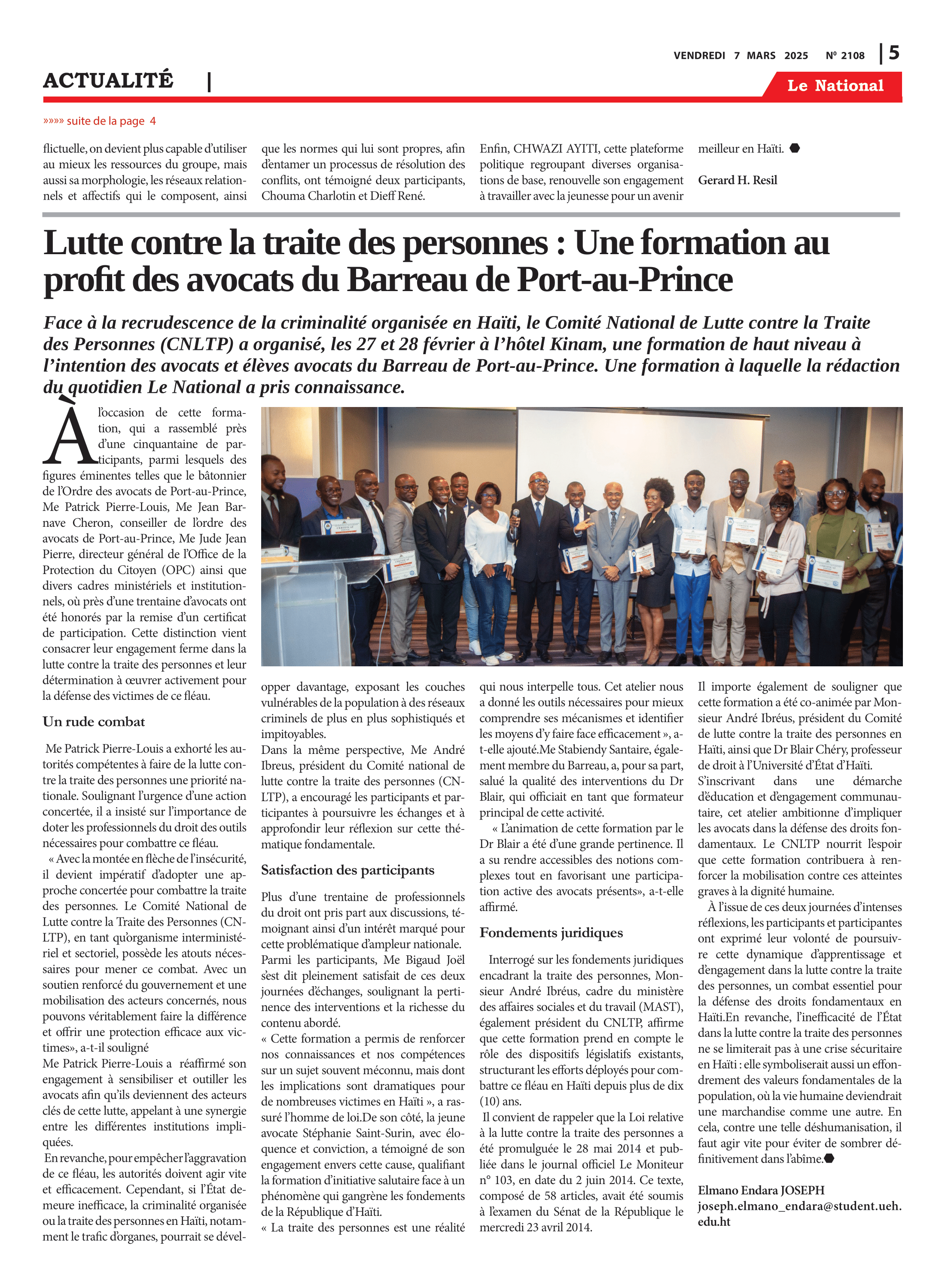Page 5 de l'édition 2108