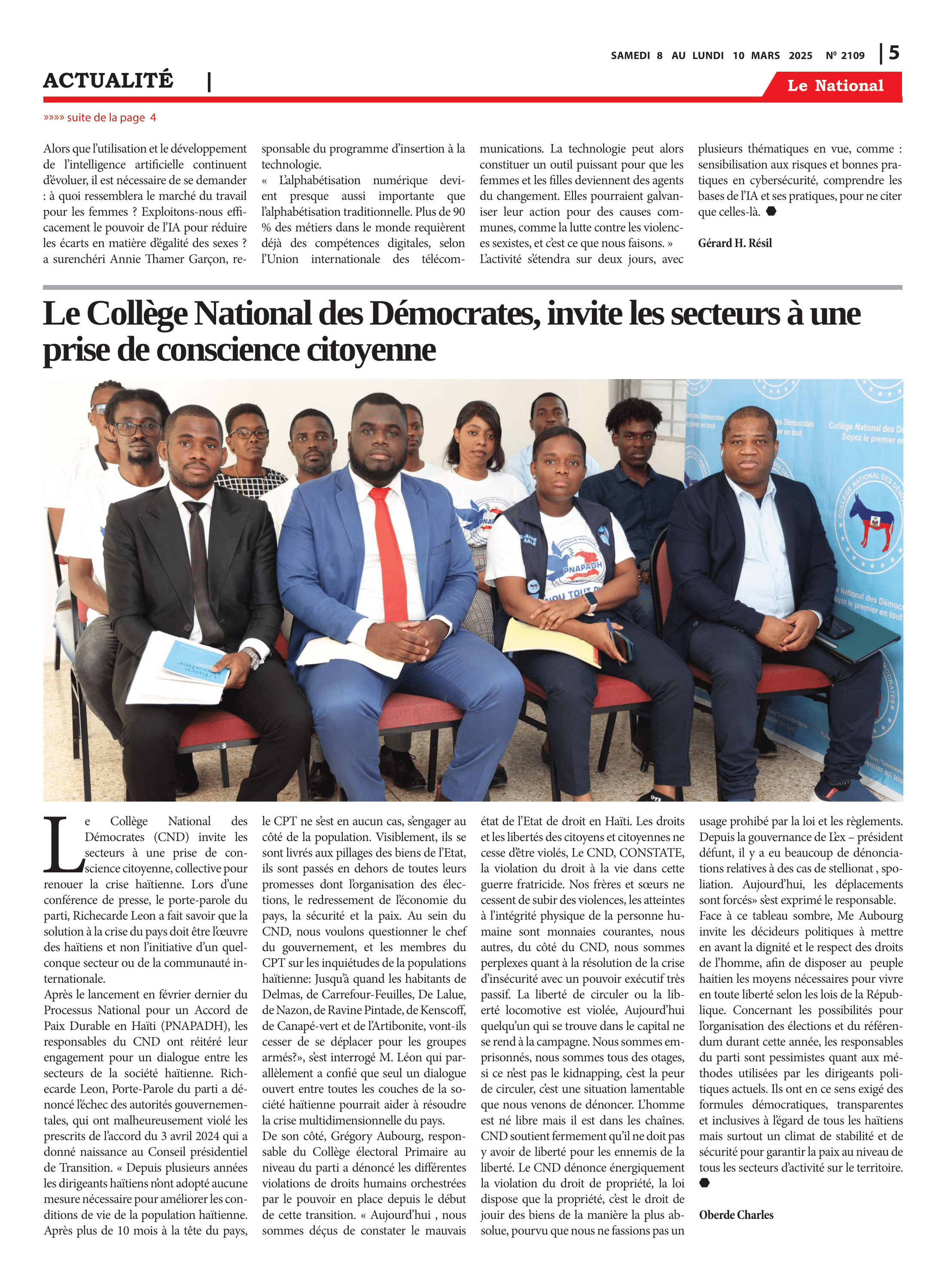 Page 5 de l'édition 2109