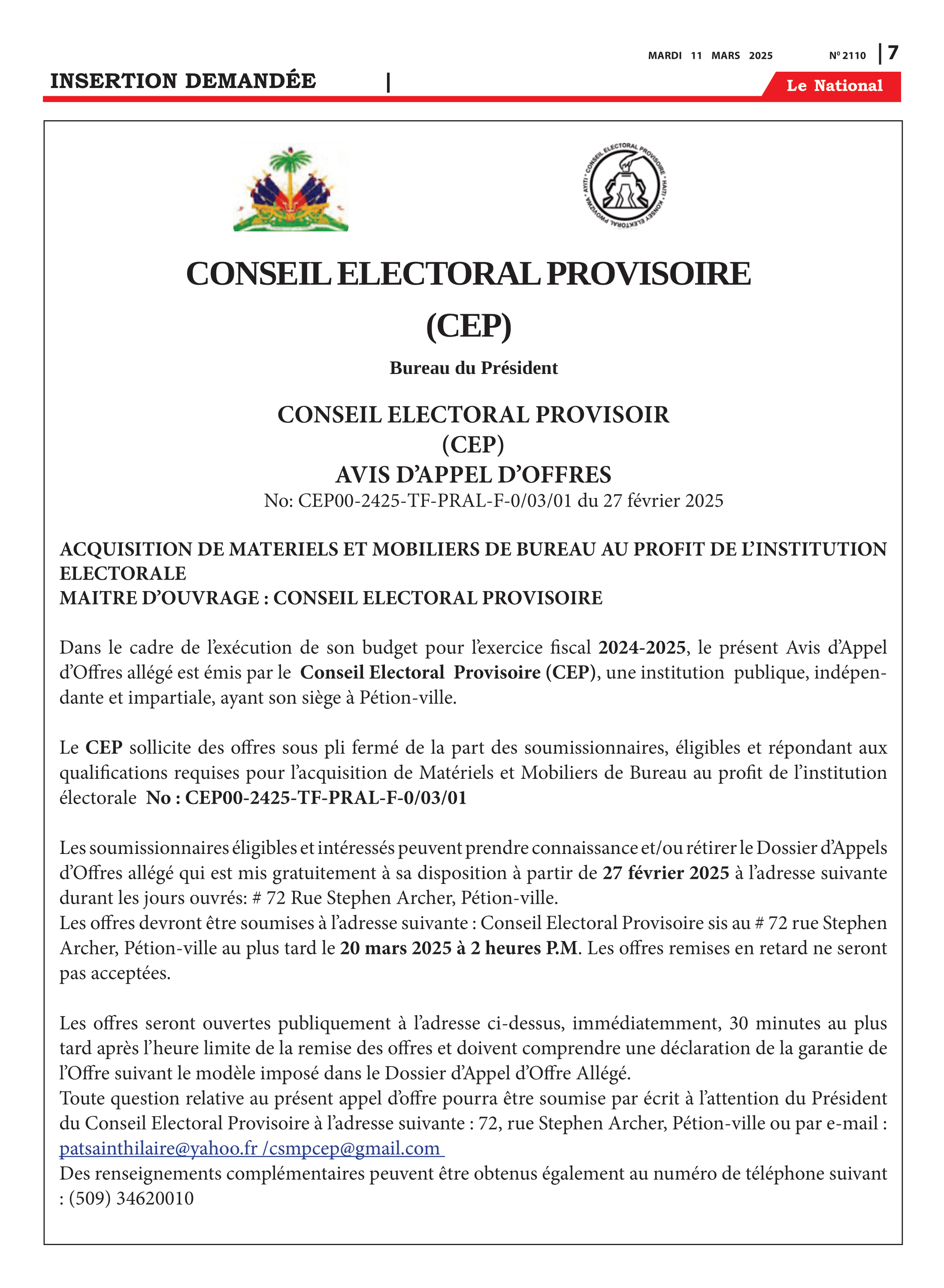Page 7 de l'édition 2110