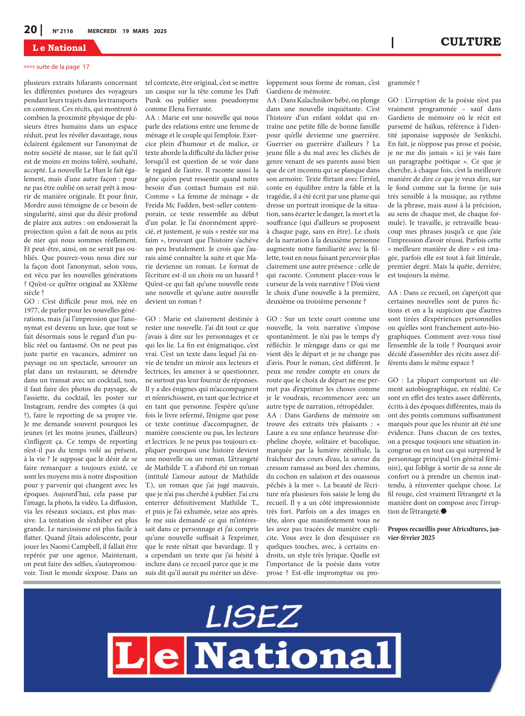 Page 20 de l'édition 2116