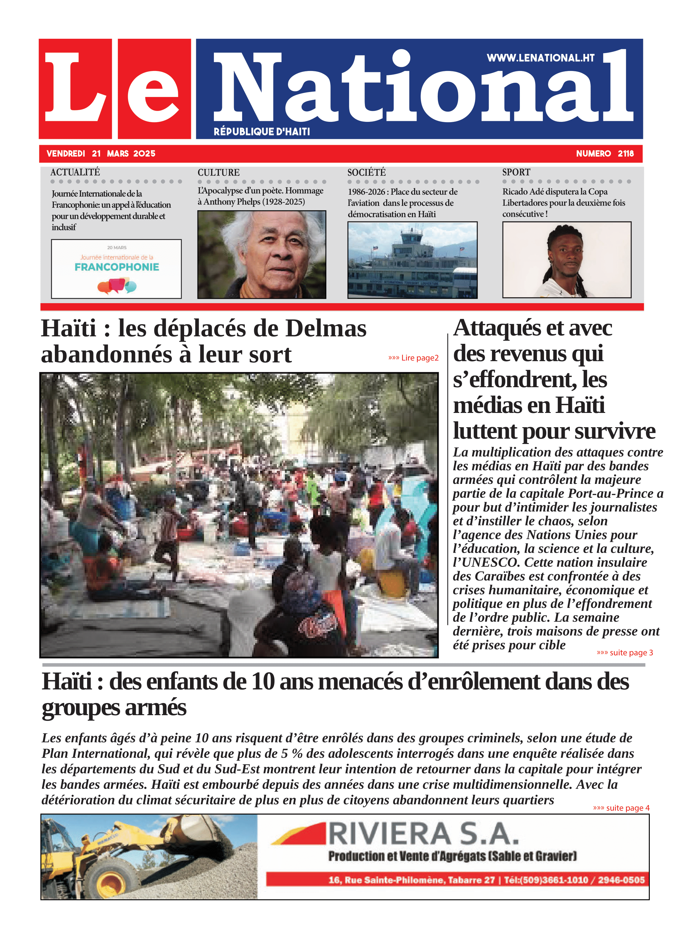 Page 1 de l'édition 2118
