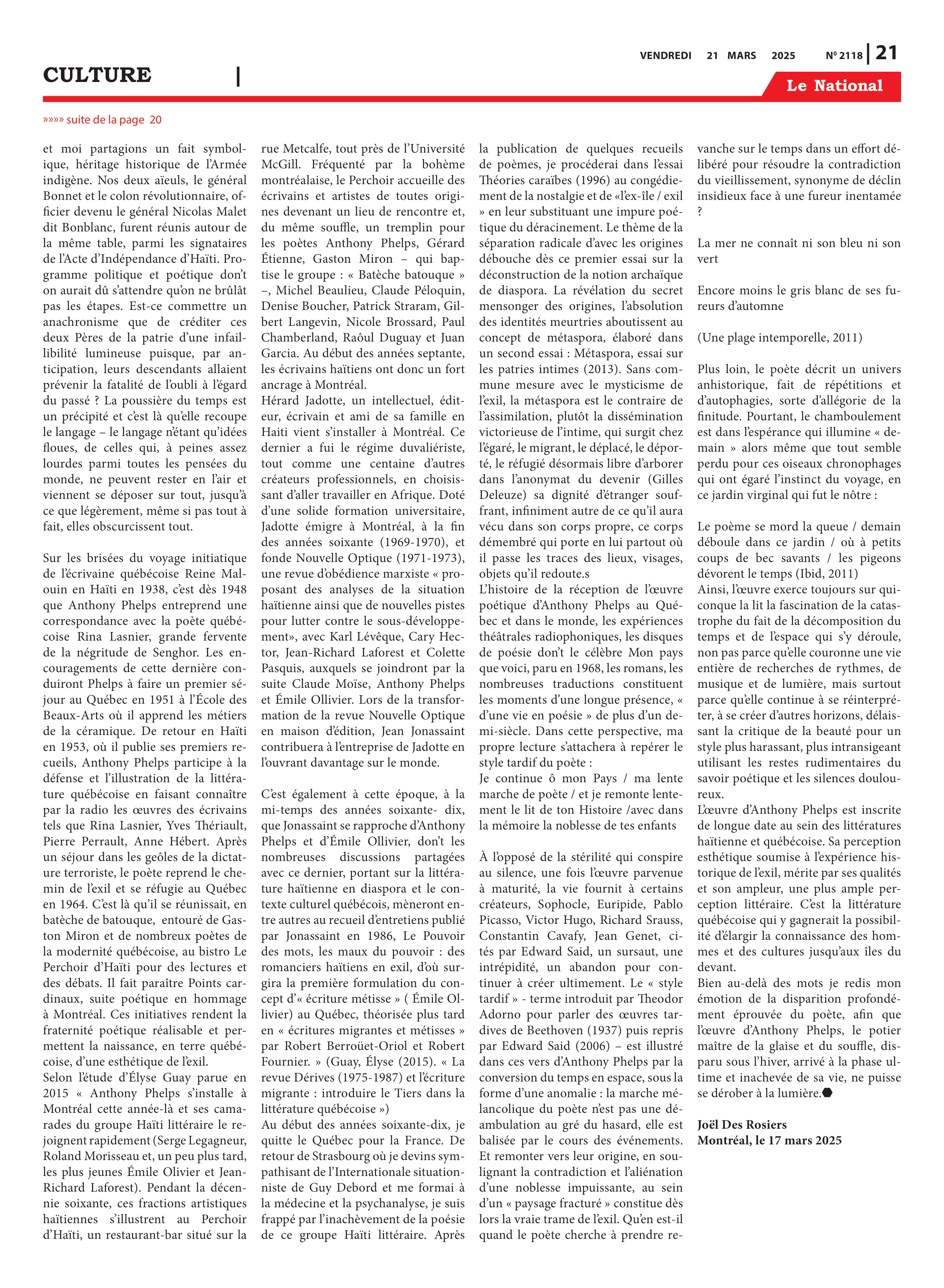 Page 21 de l'édition 2118