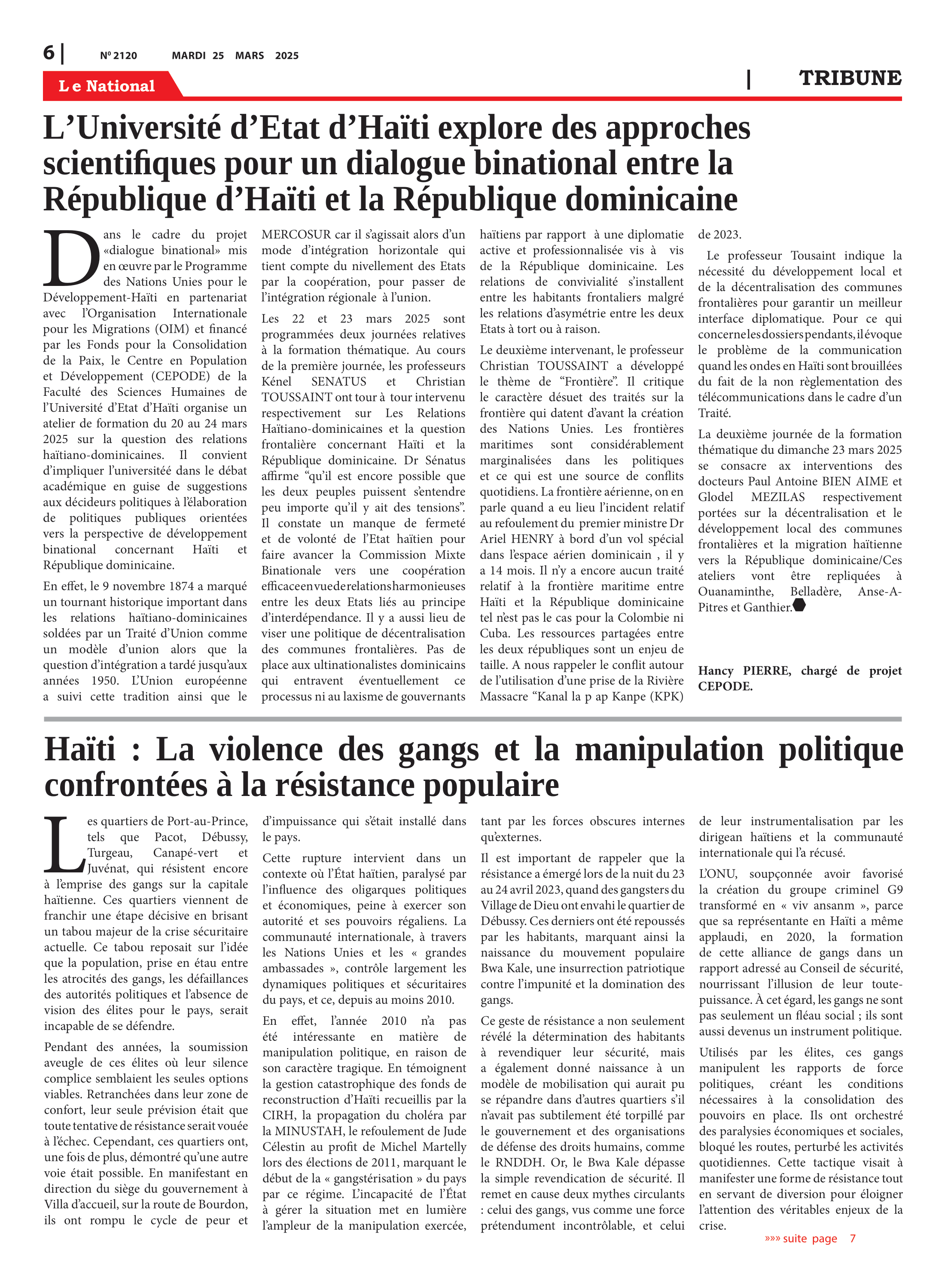 Page 6 de l'édition 2120