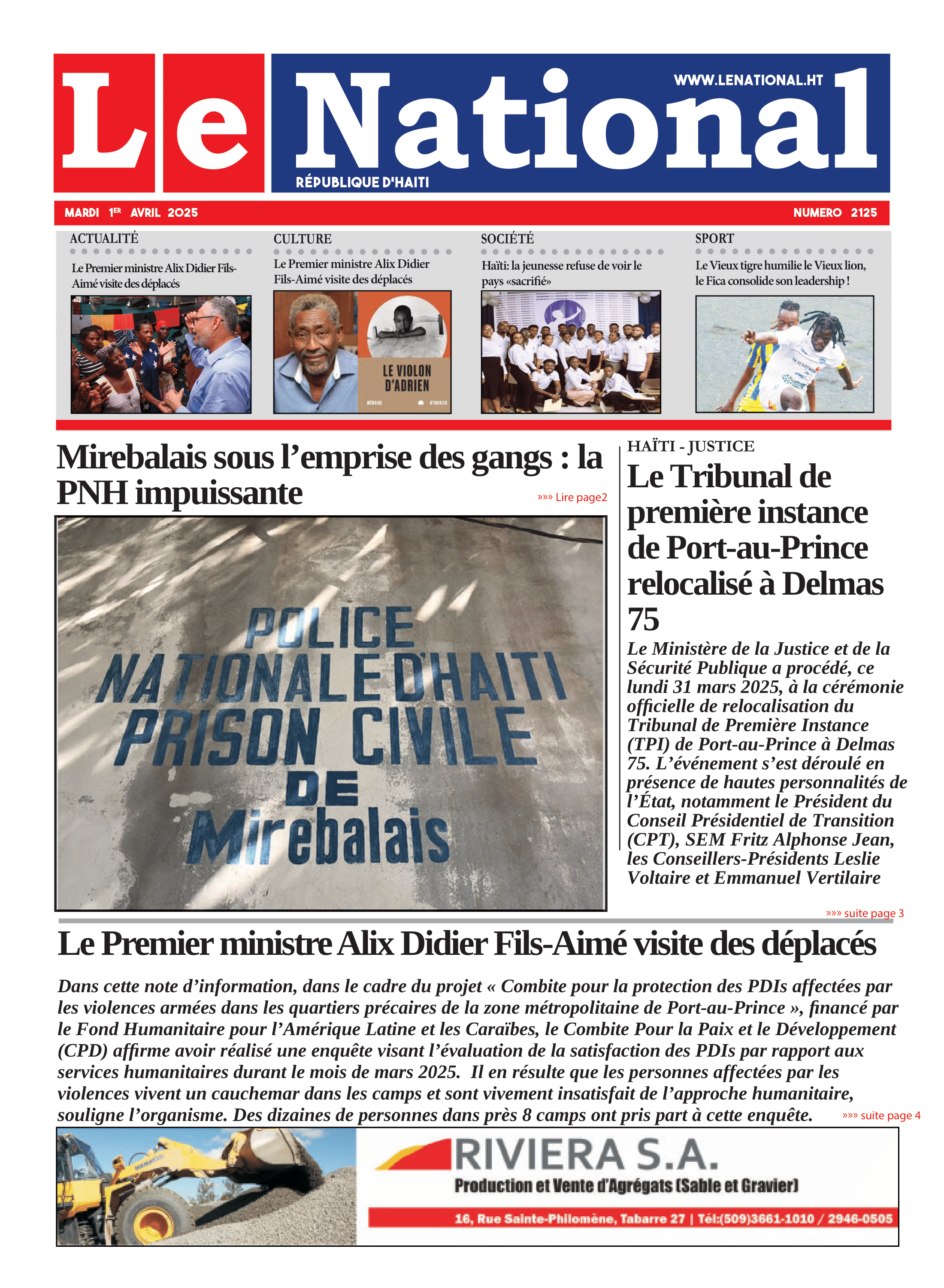 Page 1 de l'édition 2125