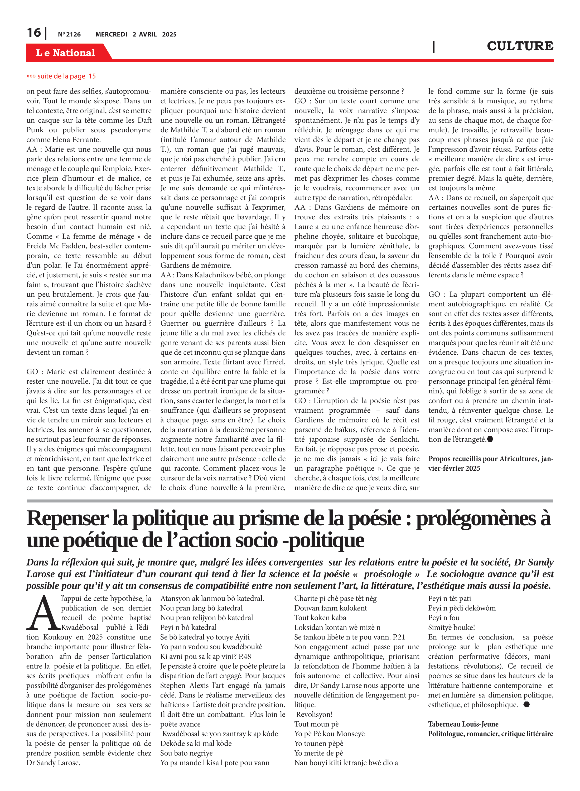 Page 16 de l'édition 2126