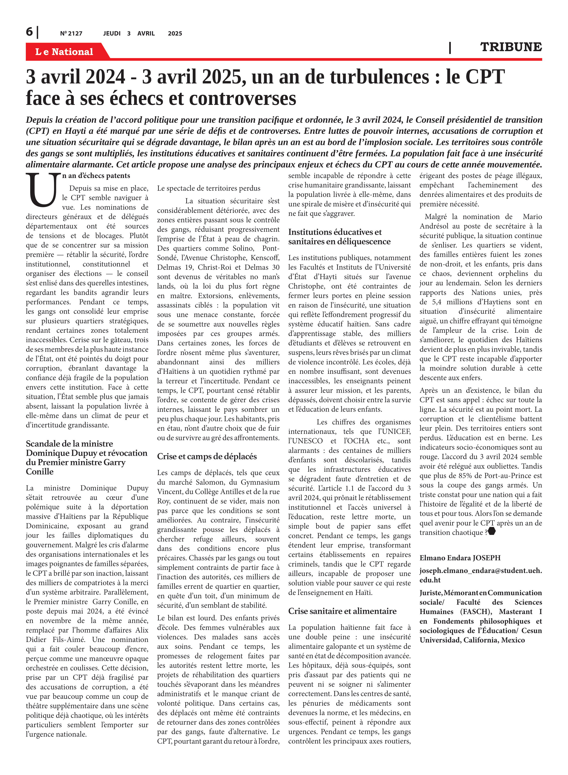 Page 6 de l'édition 2127