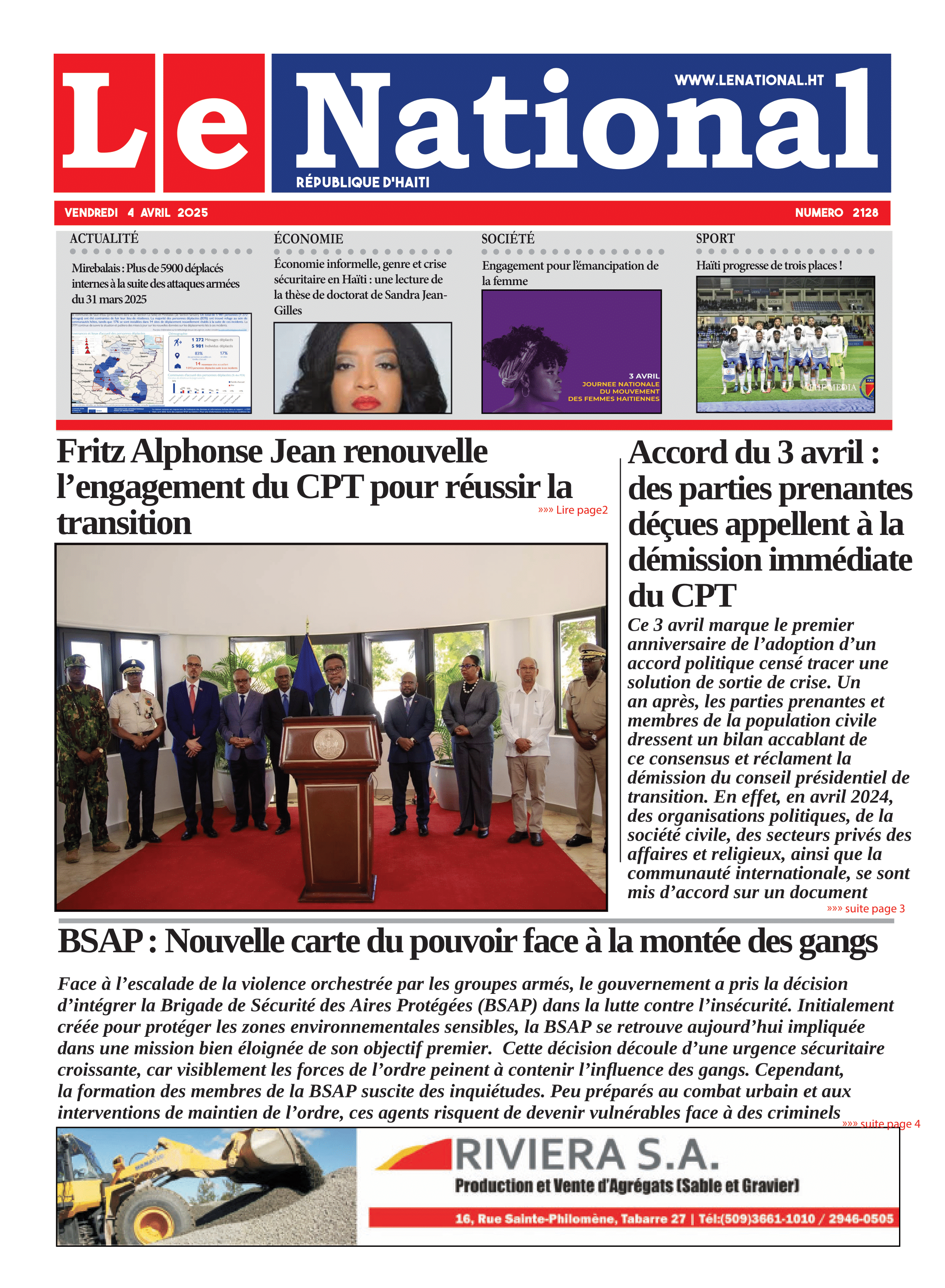 Page 1 de l'édition 2128