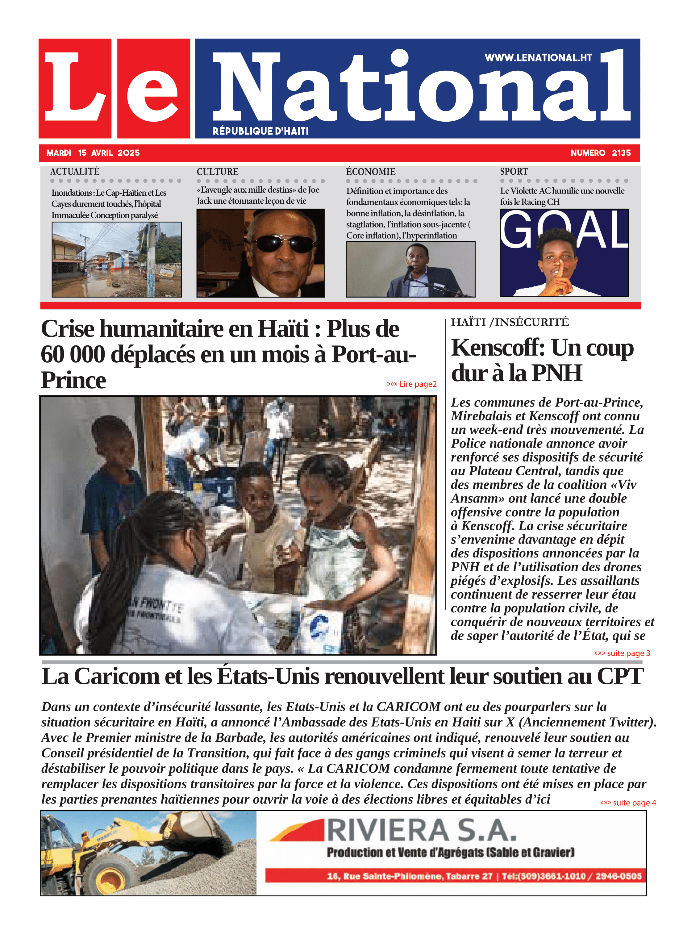 Page 1 de l'édition 2135