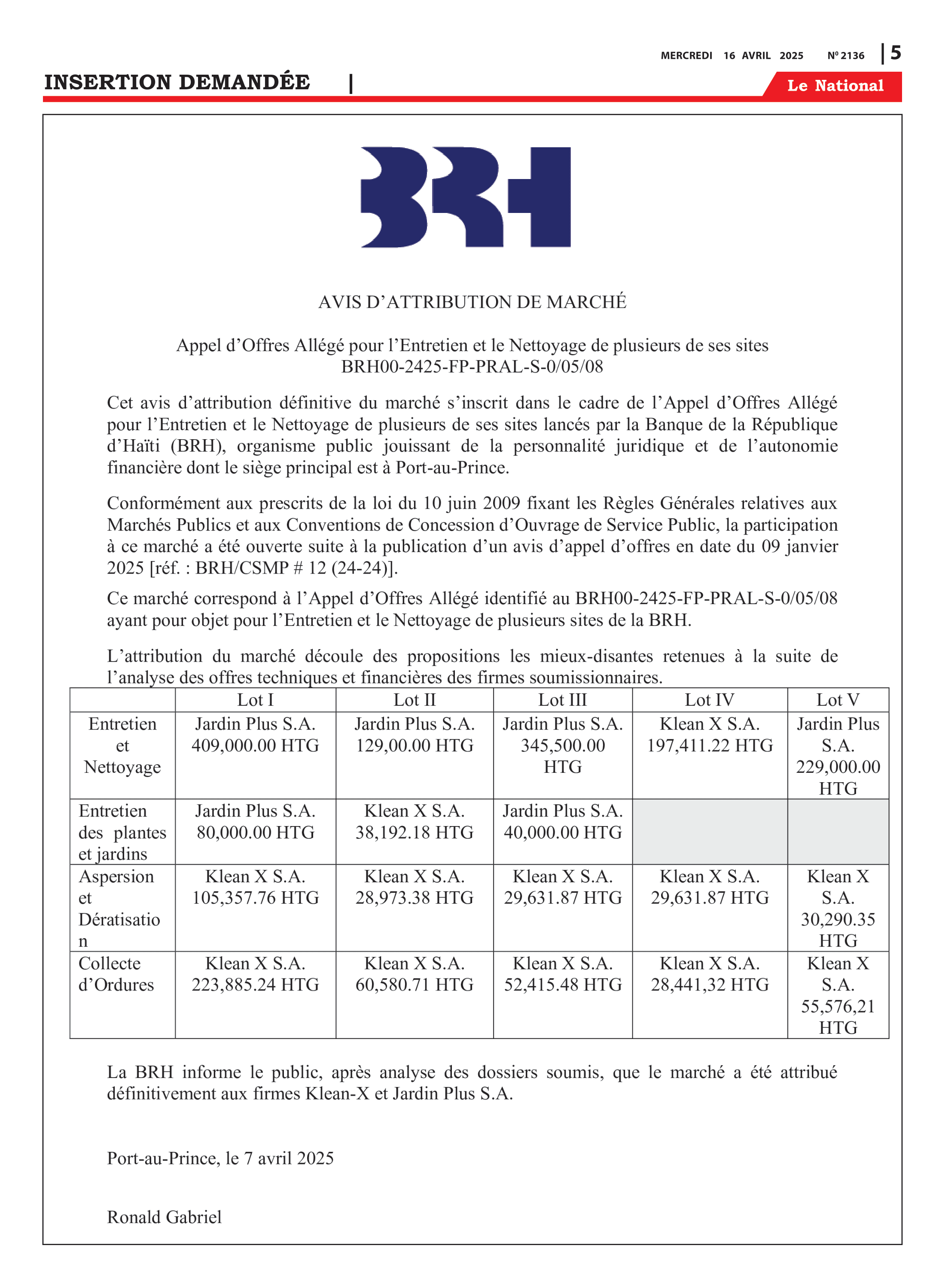 Page 5 de l'édition 2136