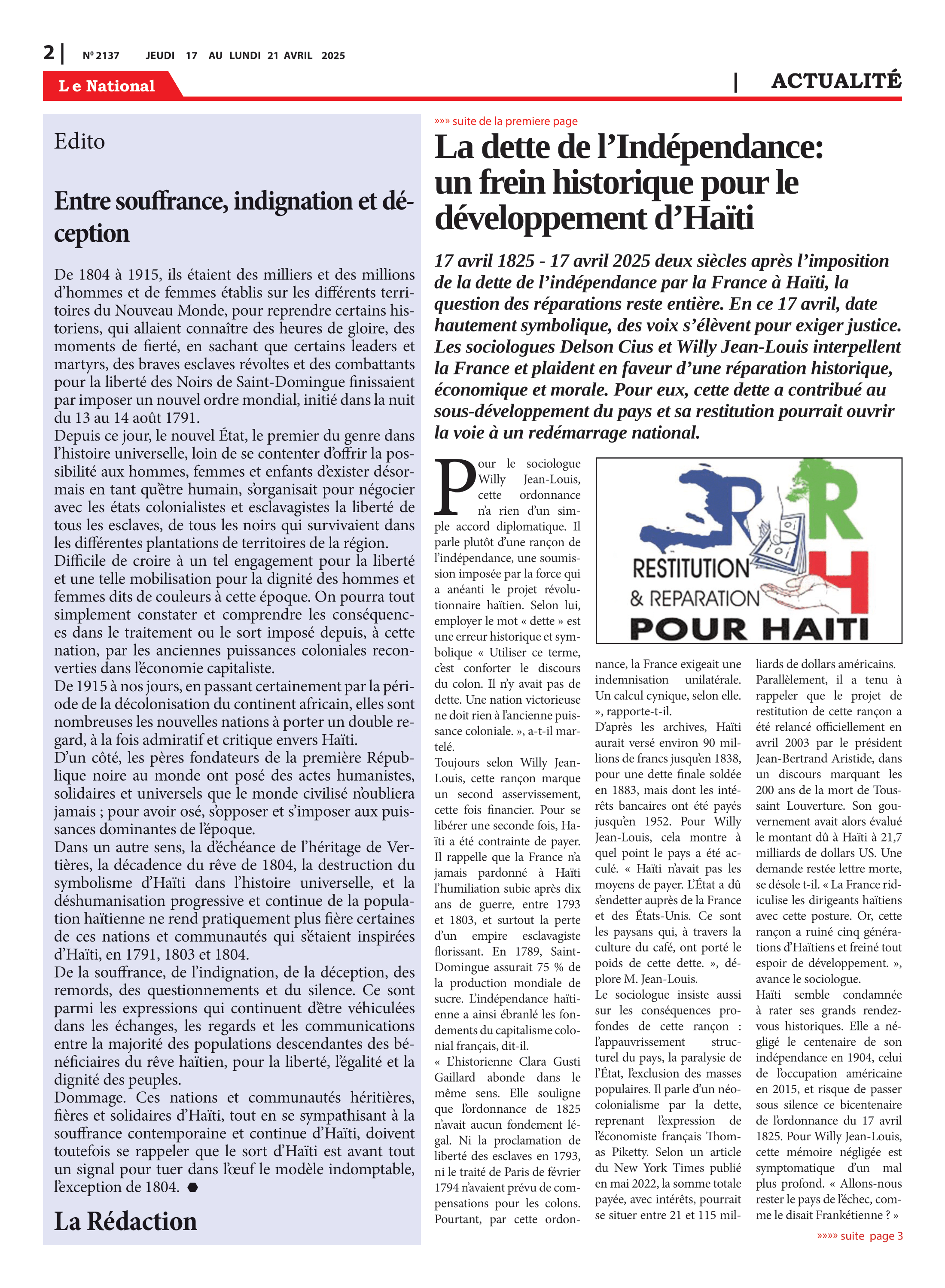 Page 2 de l'édition 2137