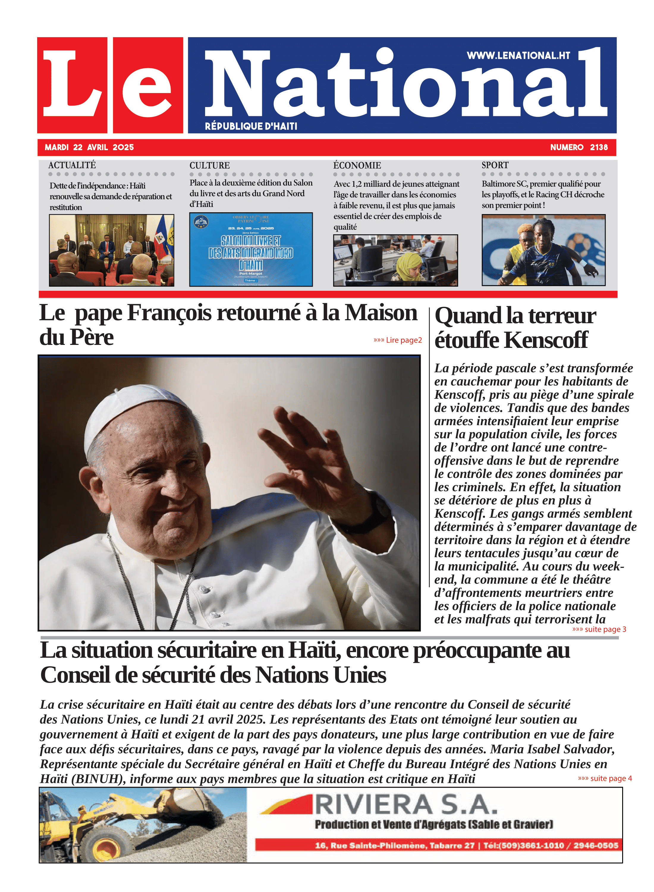 Page 1 de l'édition 2138