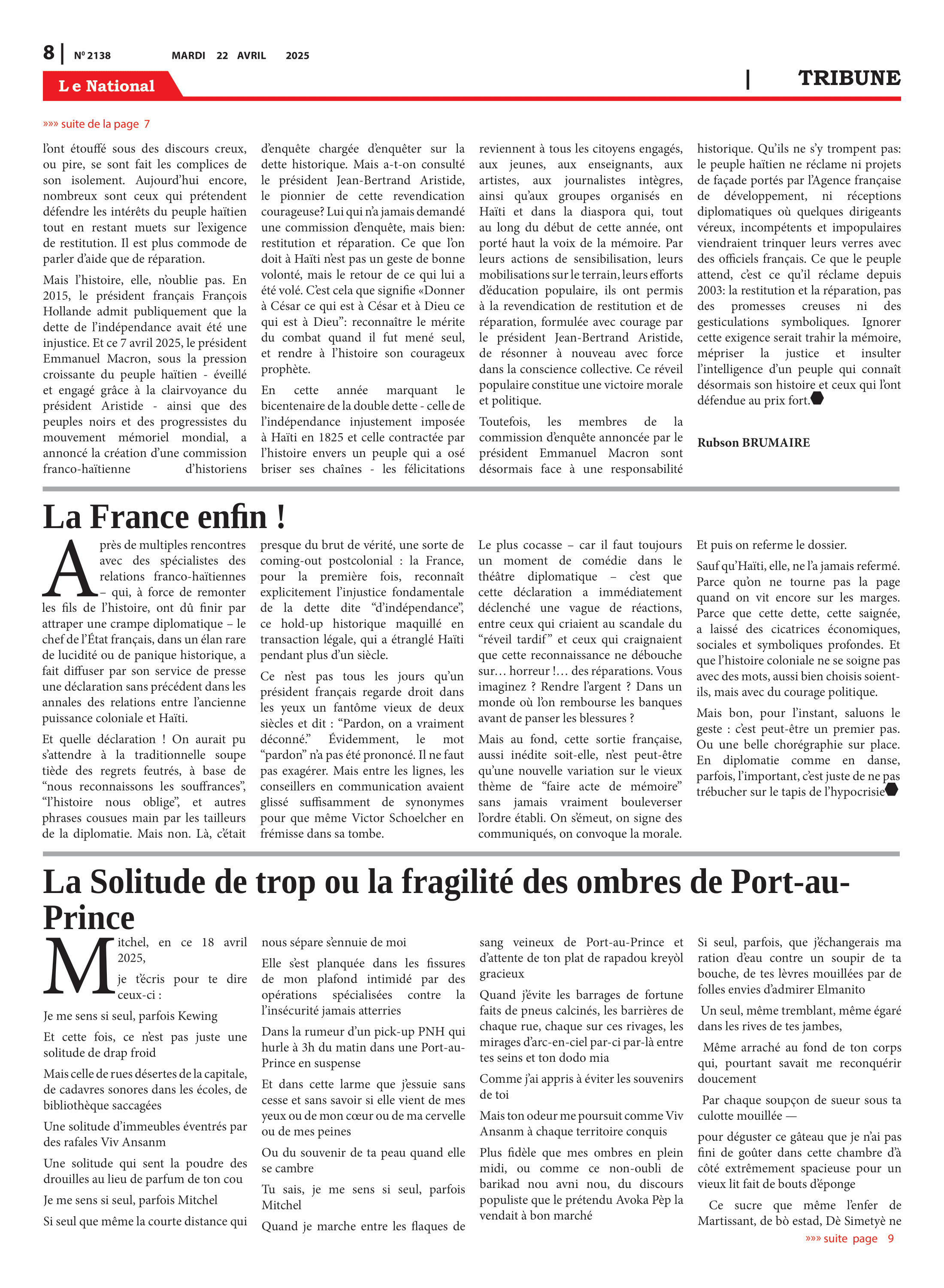 Page 8 de l'édition 2138