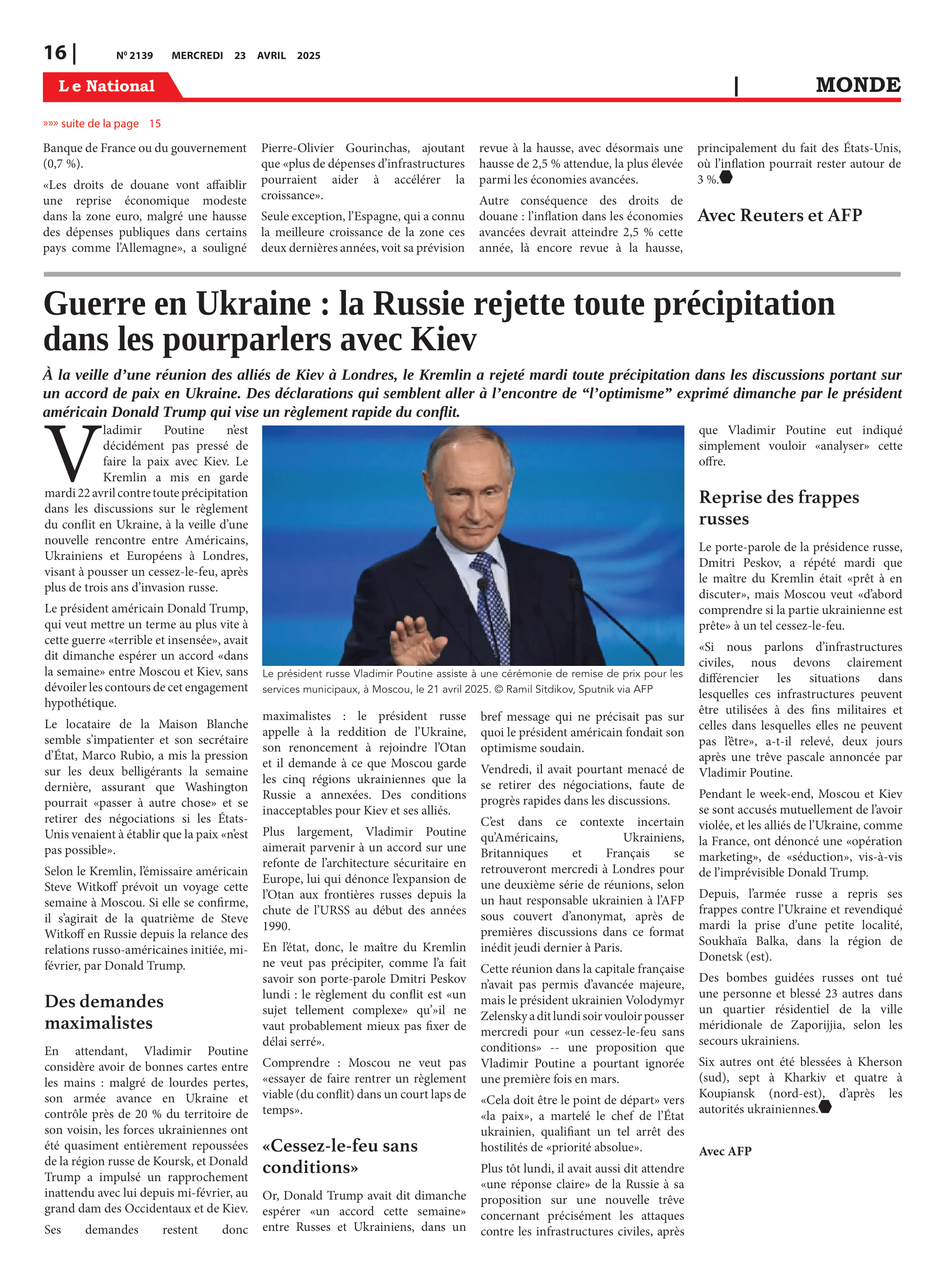 Page 16 de l'édition 2139