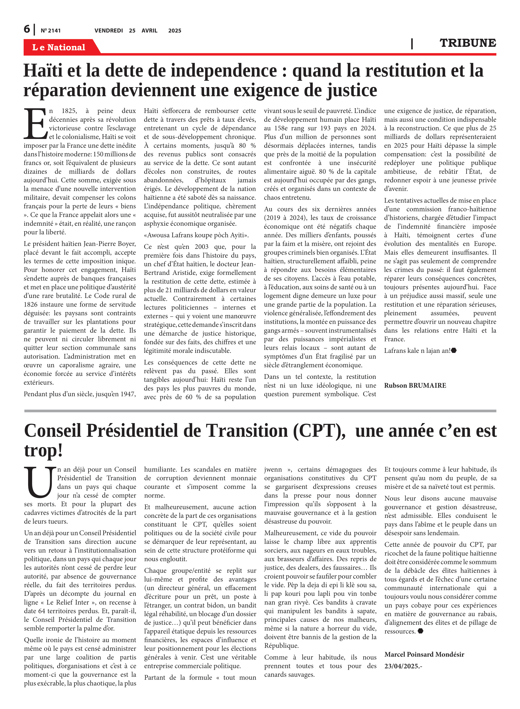 Page 6 de l'édition 2141
