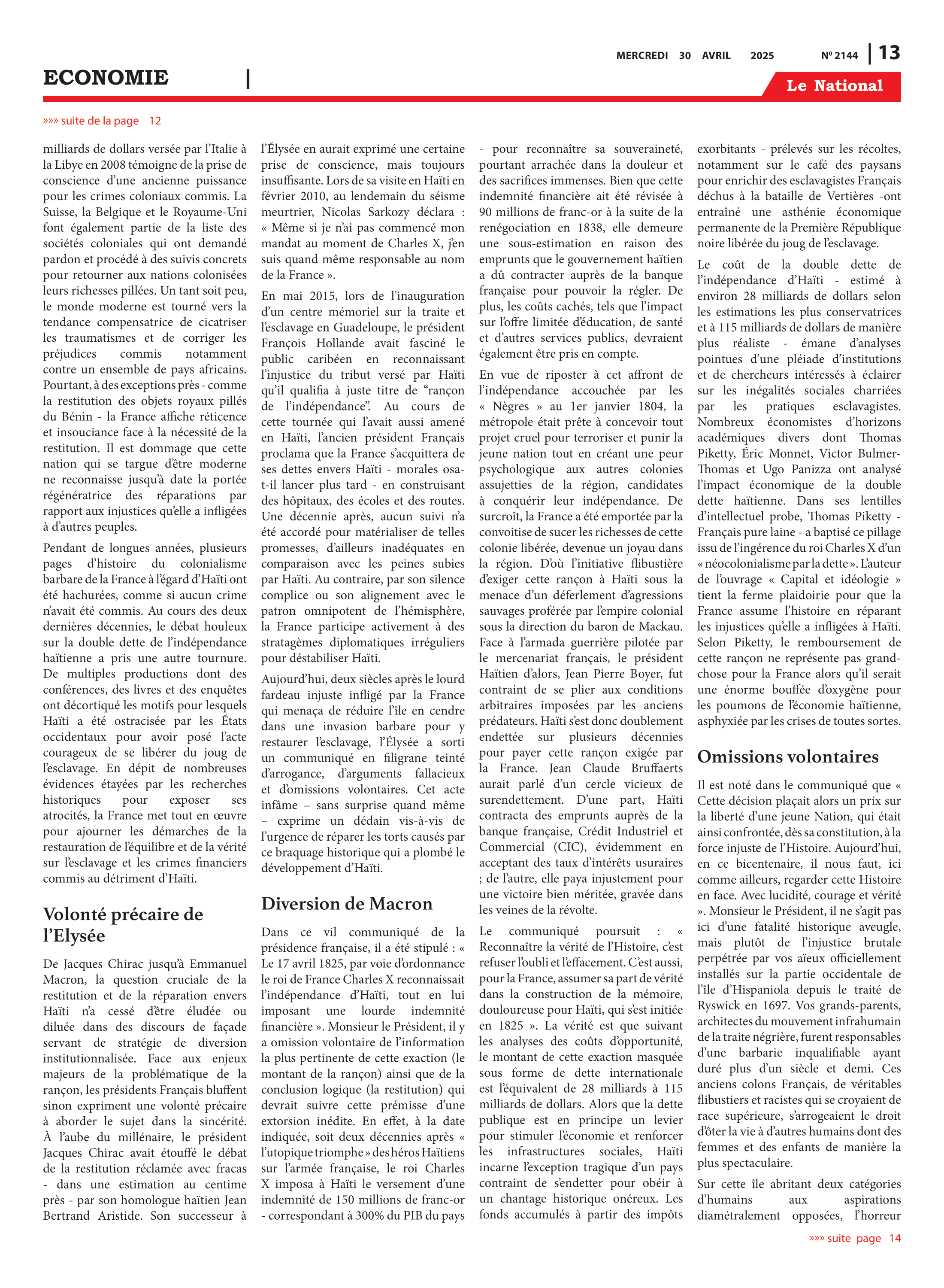 Page 13 de l'édition 2144