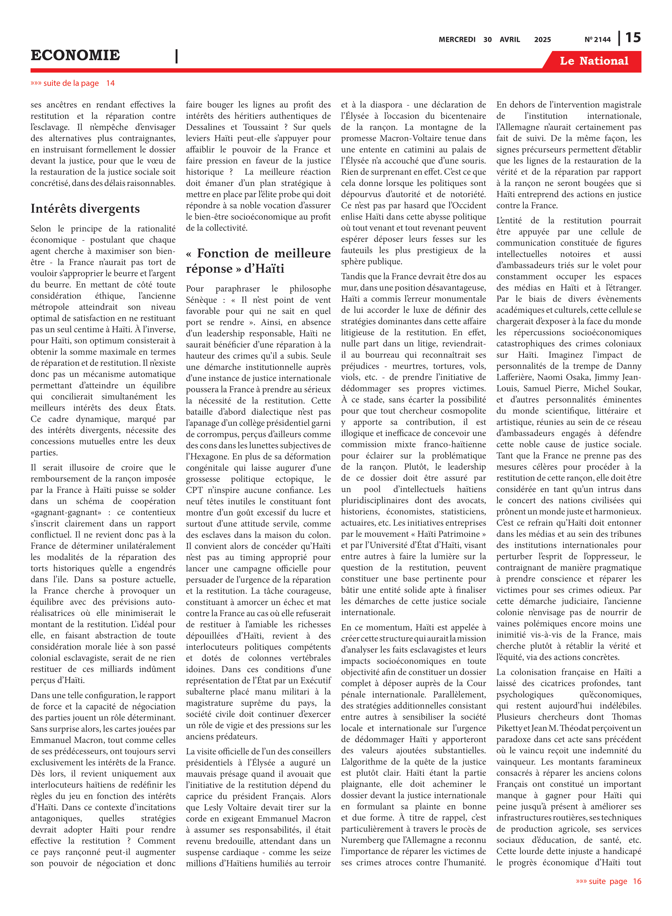 Page 15 de l'édition 2144