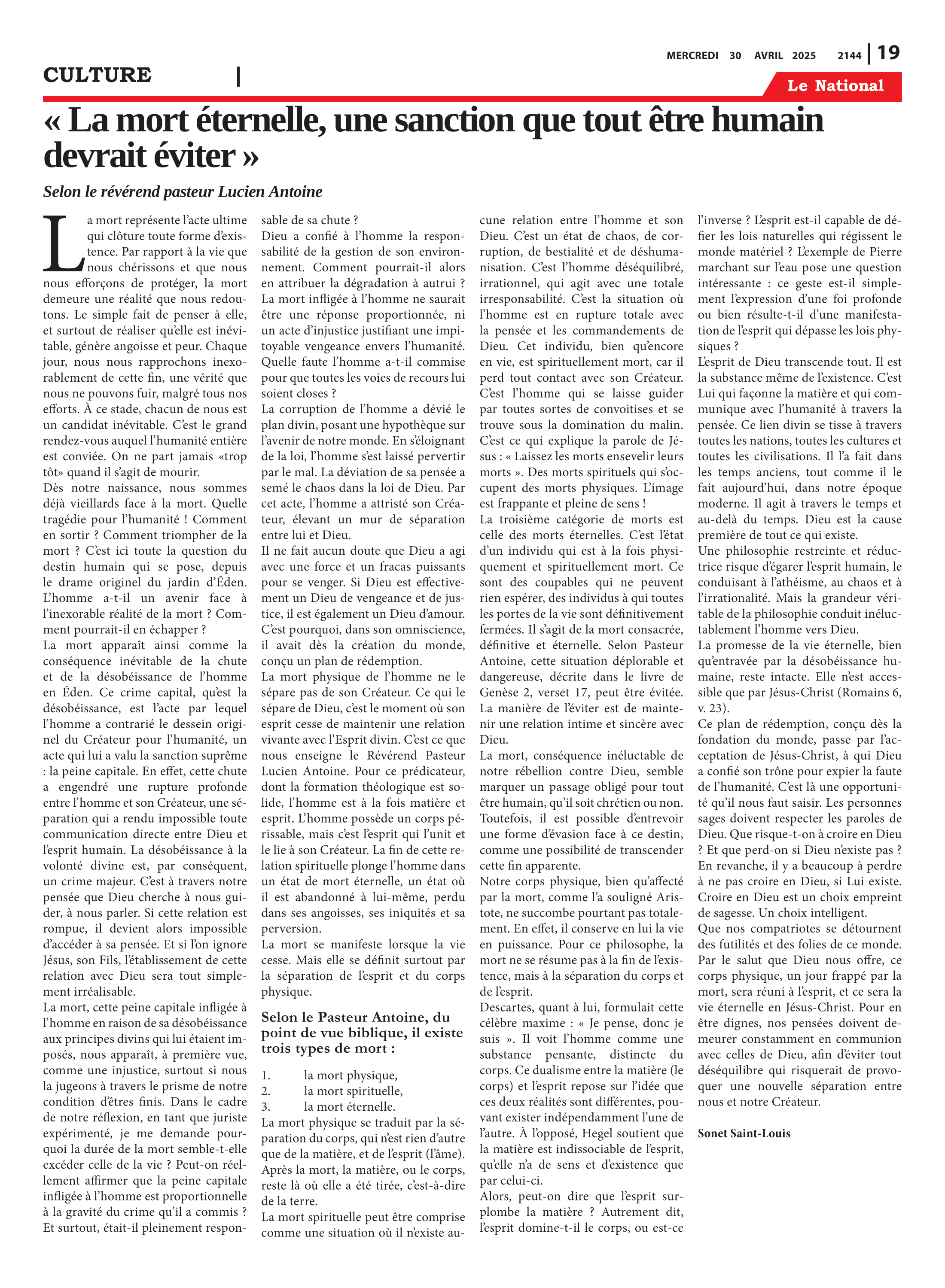 Page 19 de l'édition 2144