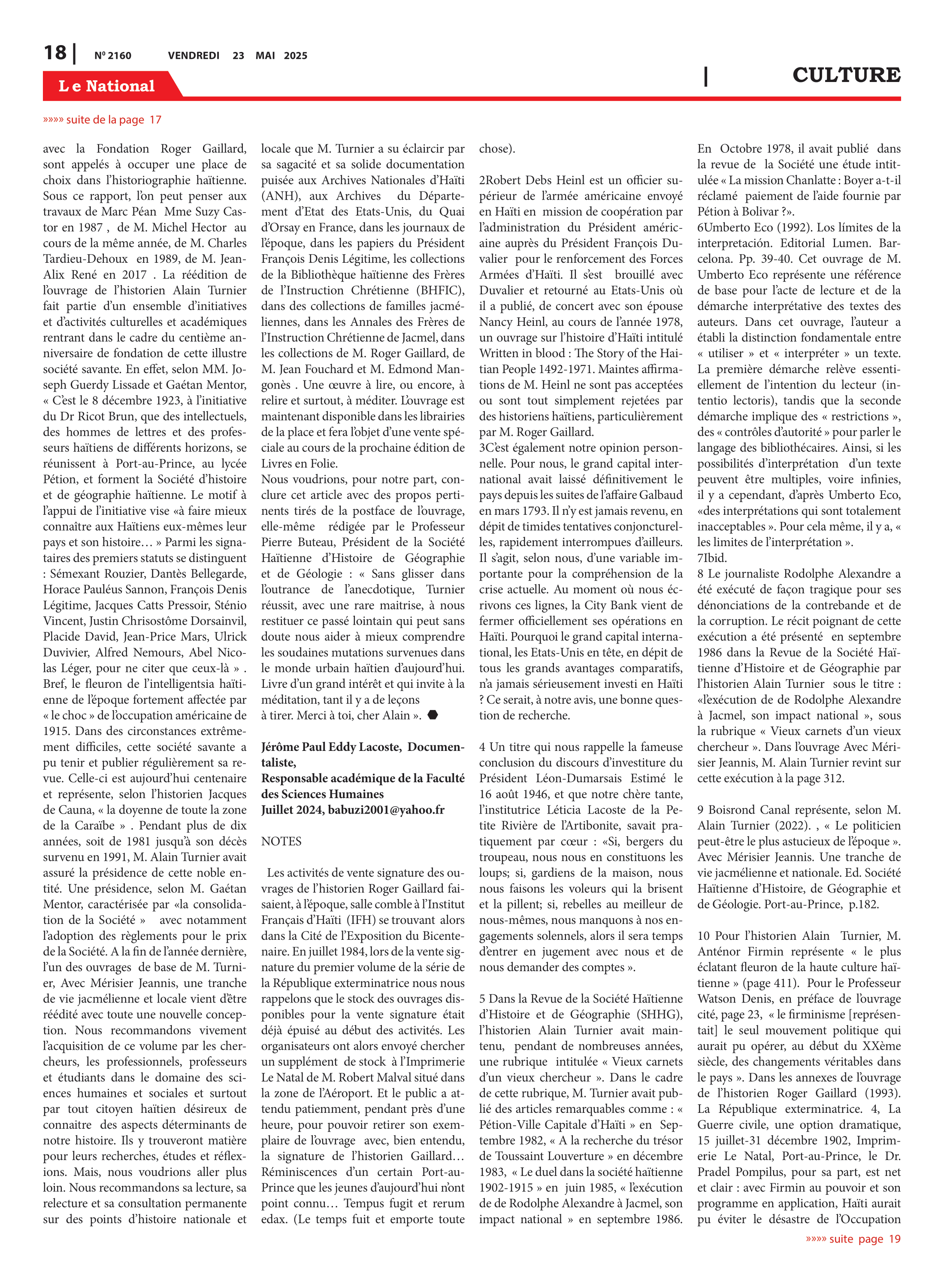 Page 18 de l'édition 2160