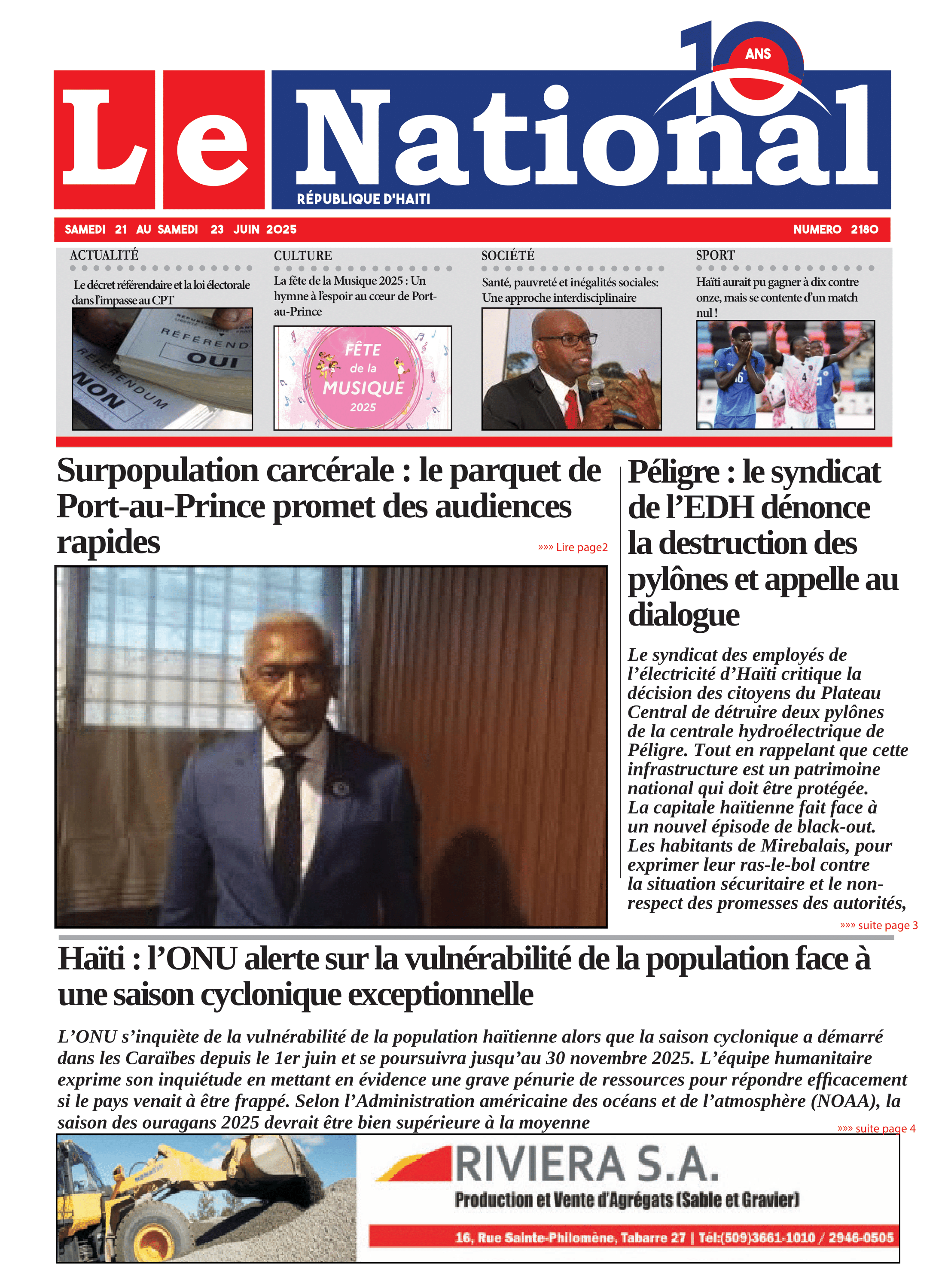 Page 1 de l'édition 2180