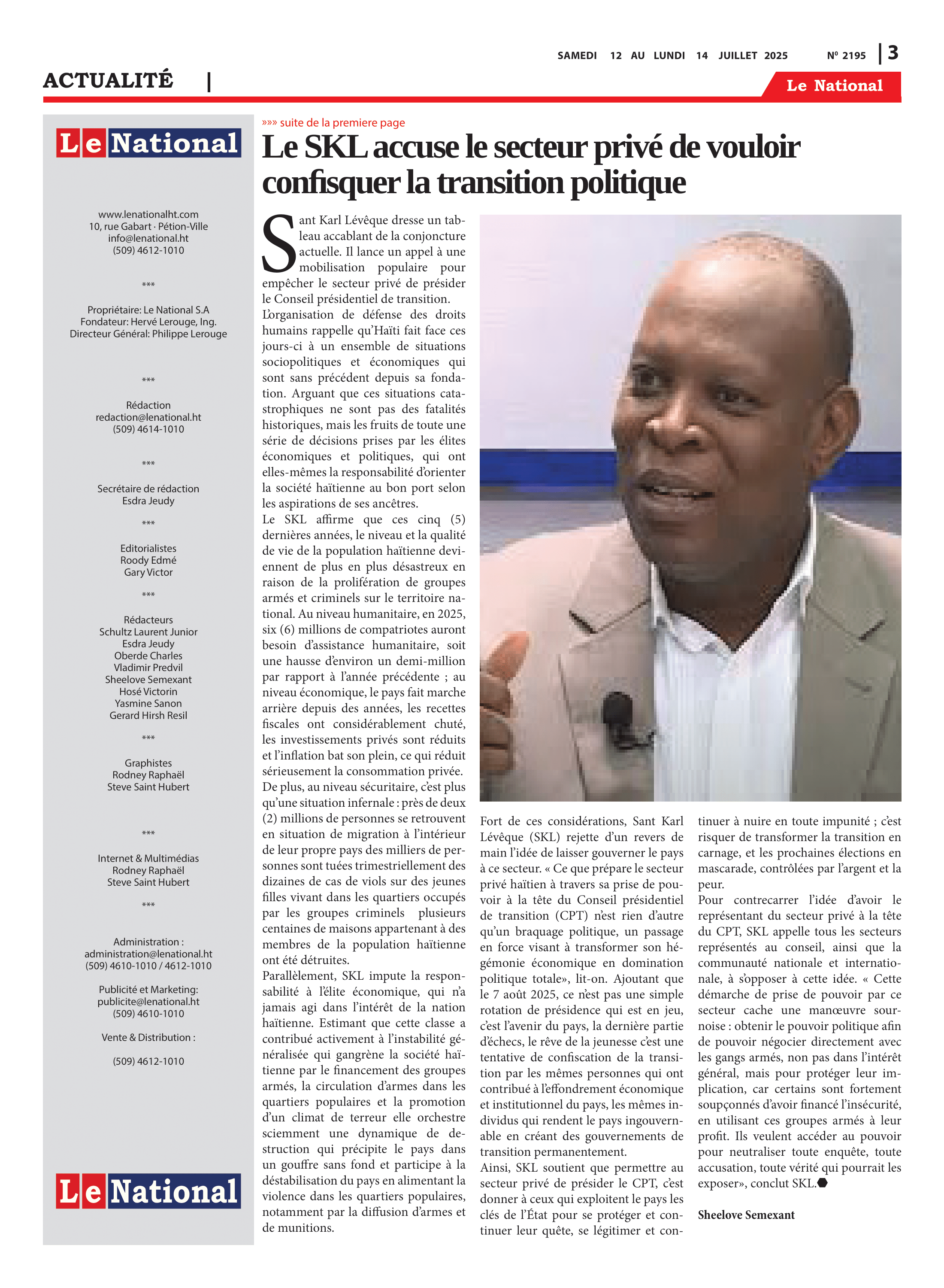 Page 3 de l'édition 2195