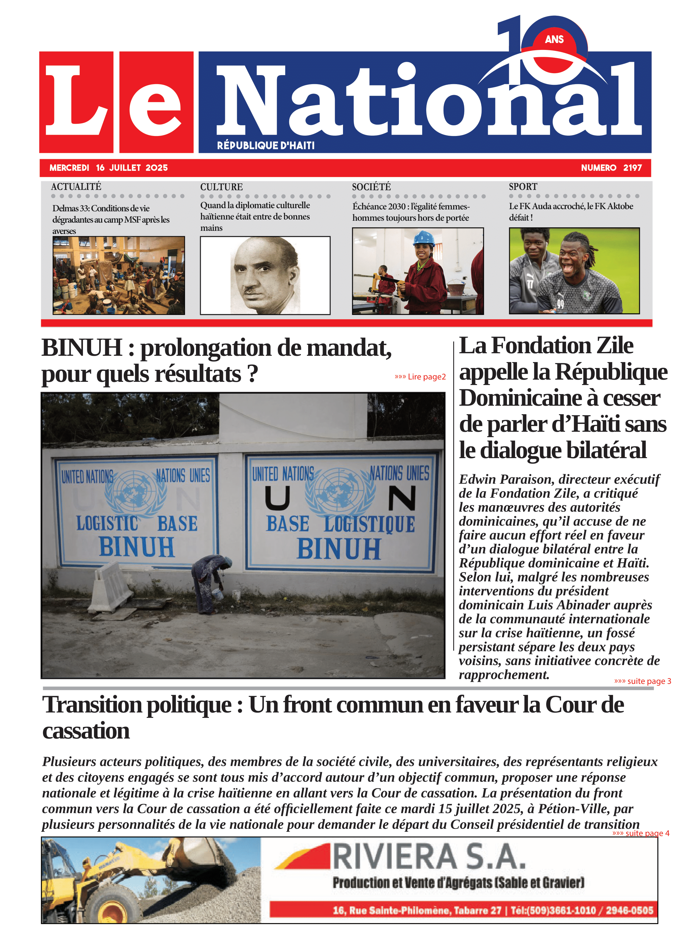 Page 1 de l'édition 2197
