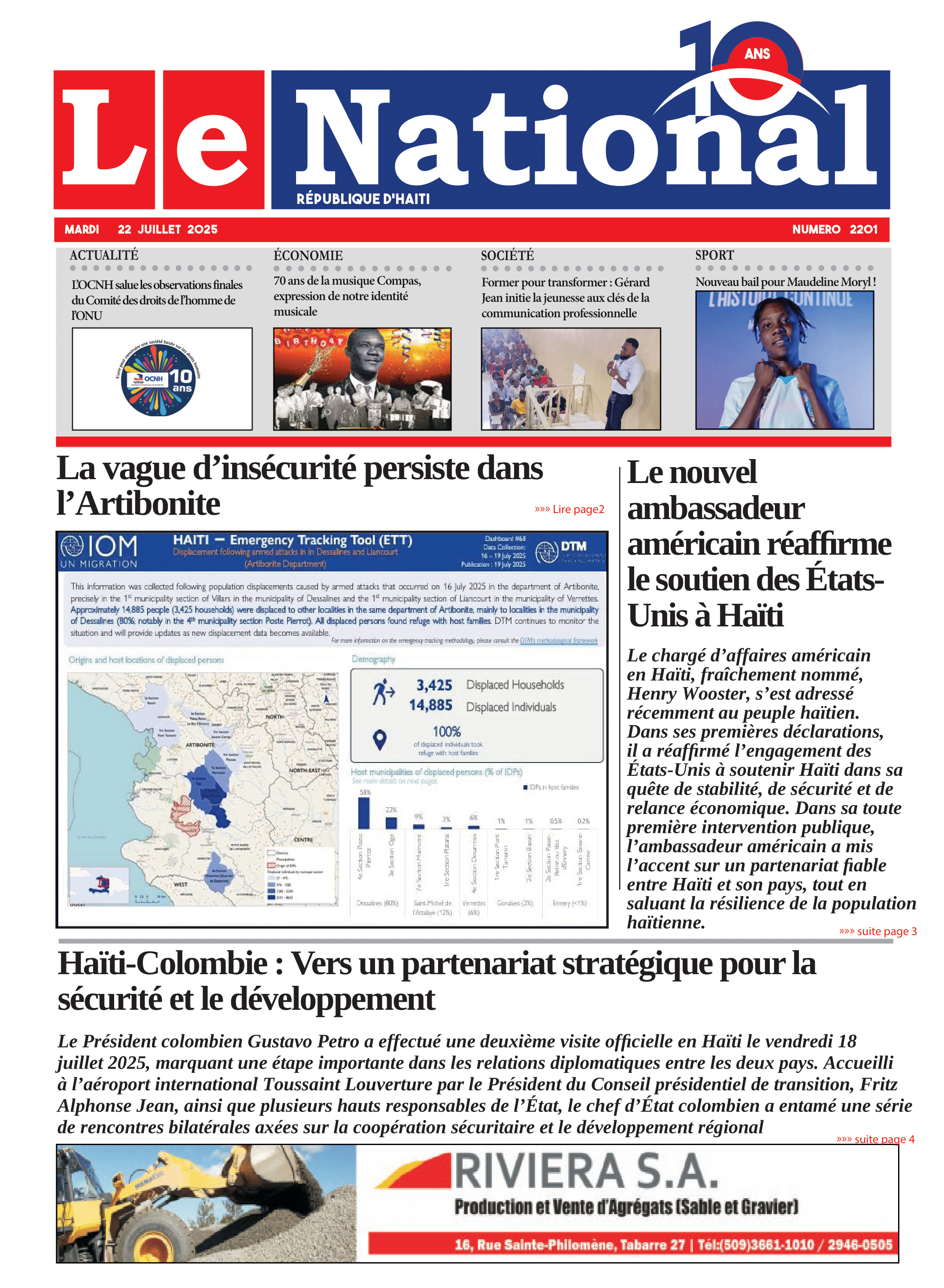 Page 1 de l'édition 2201