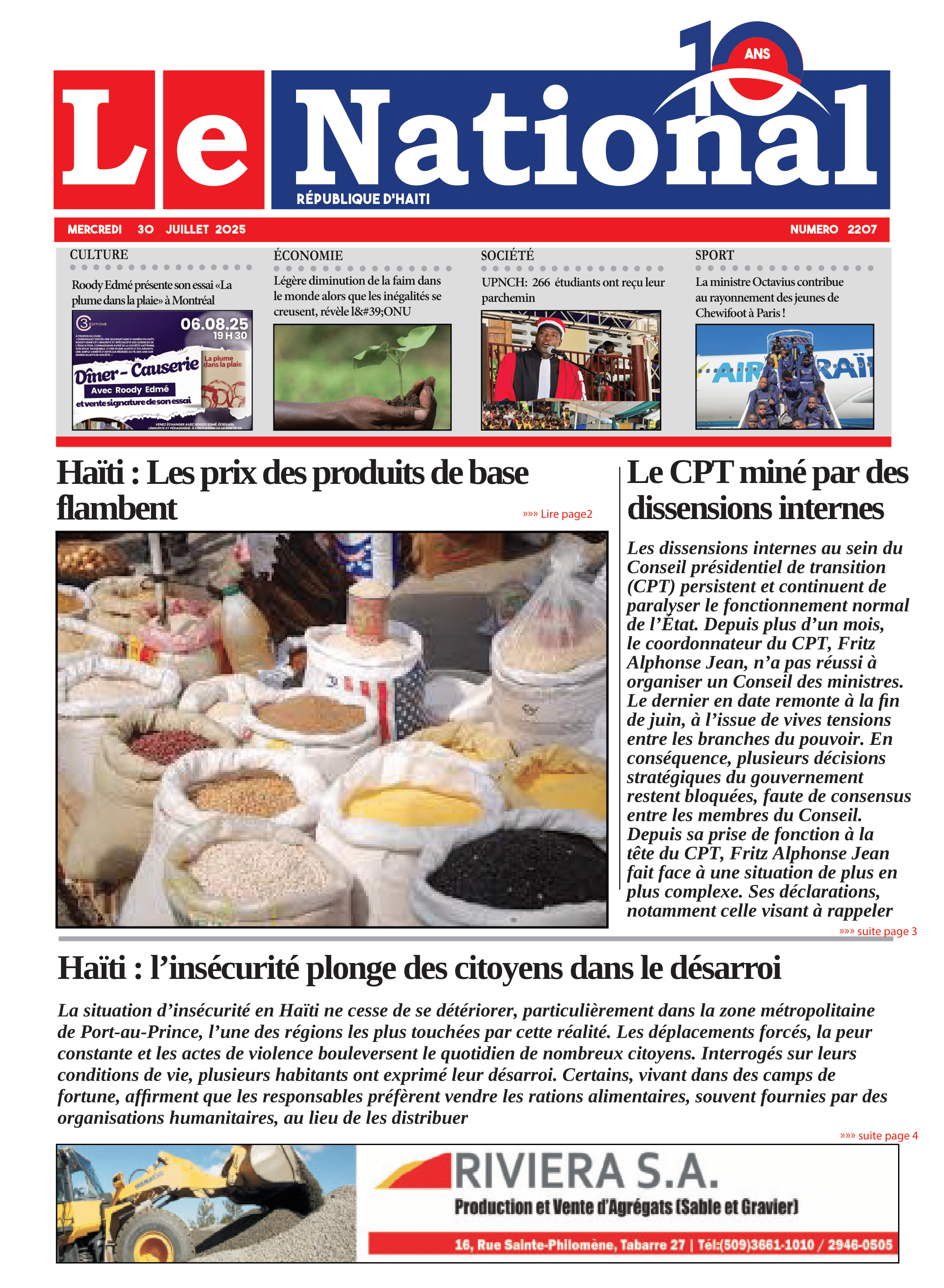 Page 1 de l'édition 2207