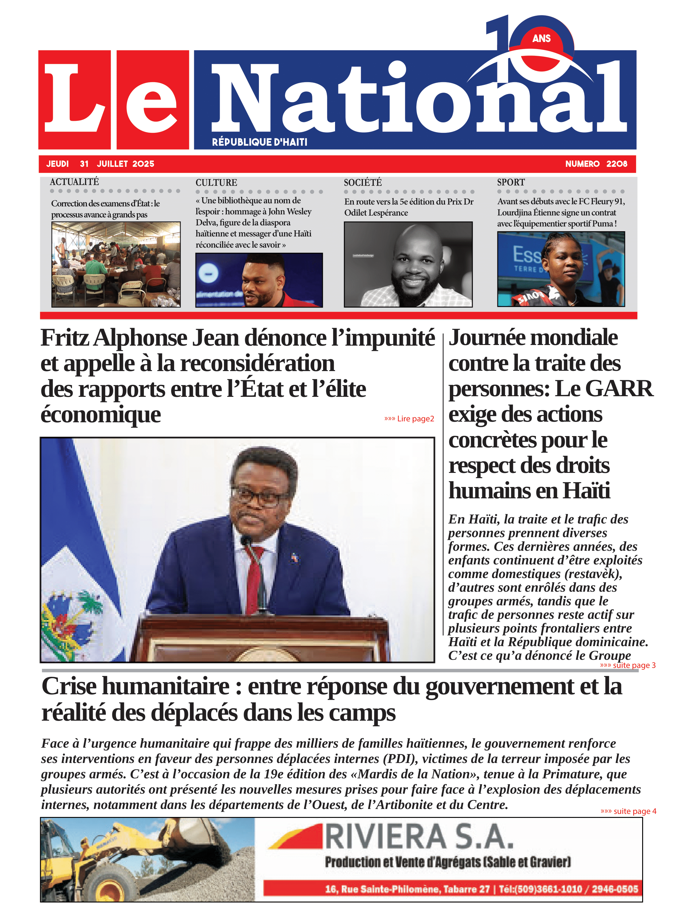 Page 1 de l'édition 2208