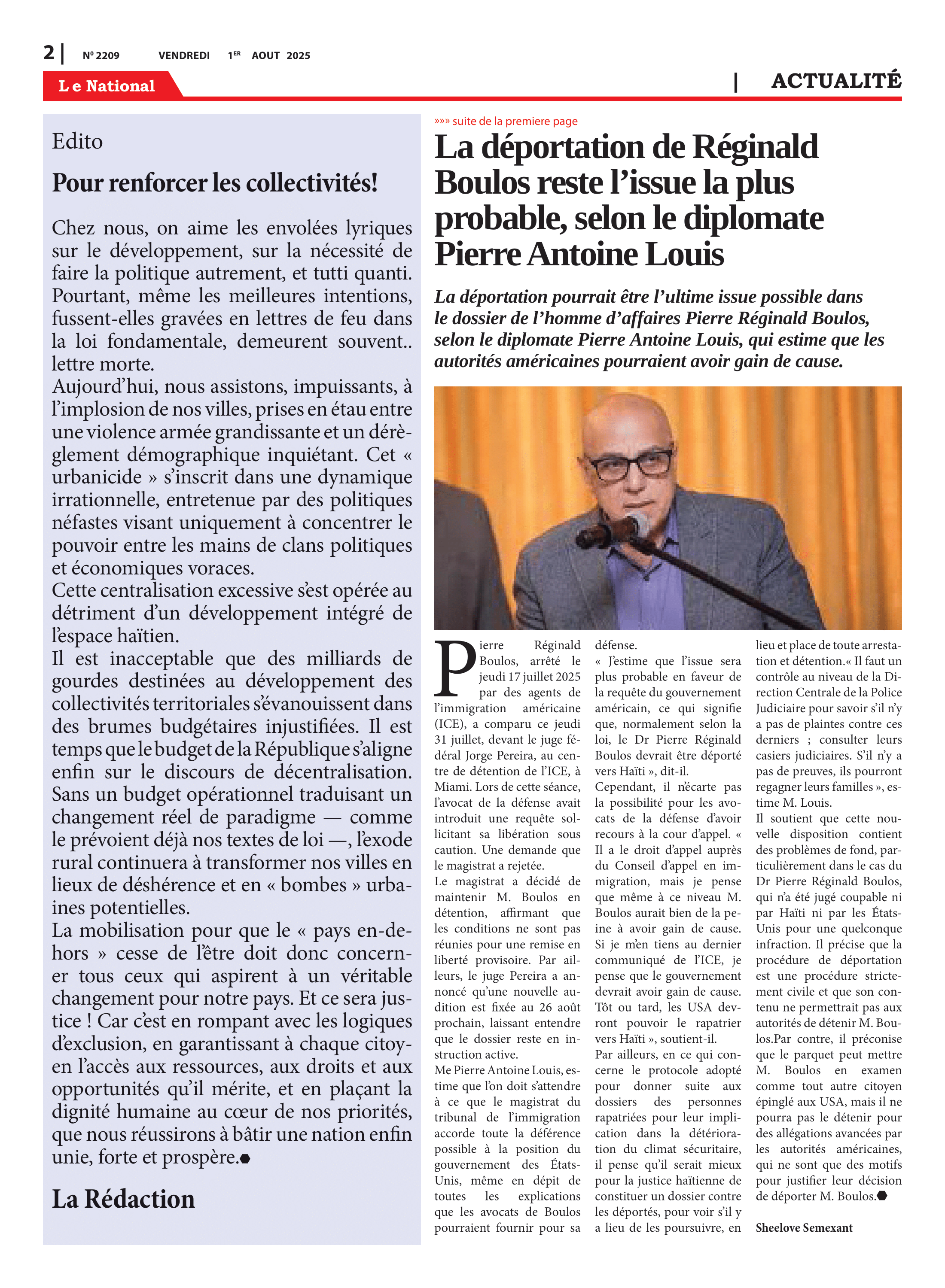 Page 2 de l'édition 2209