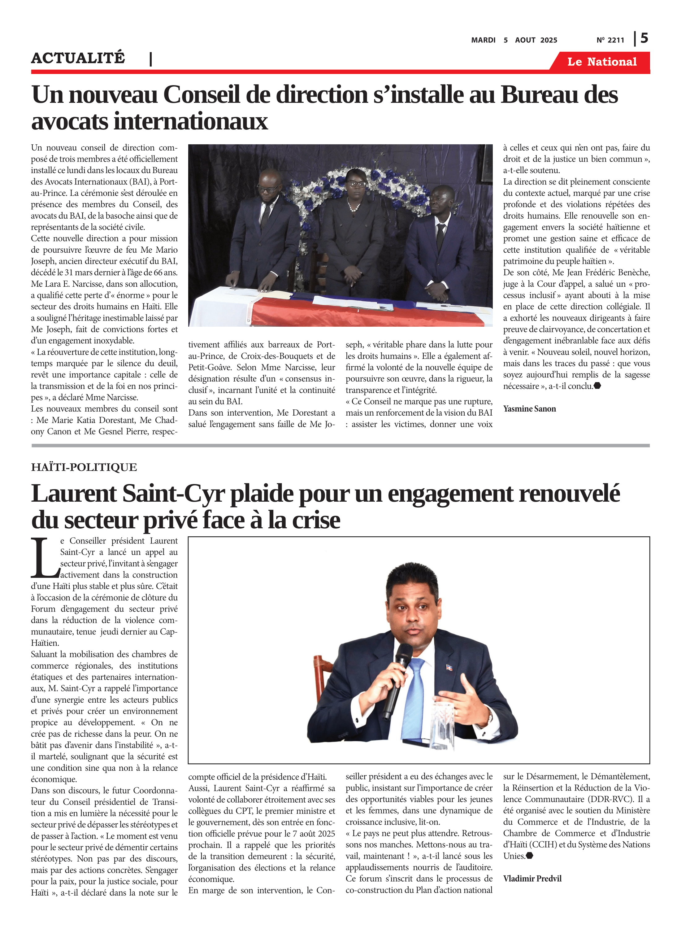 Page 5 de l'édition 2211