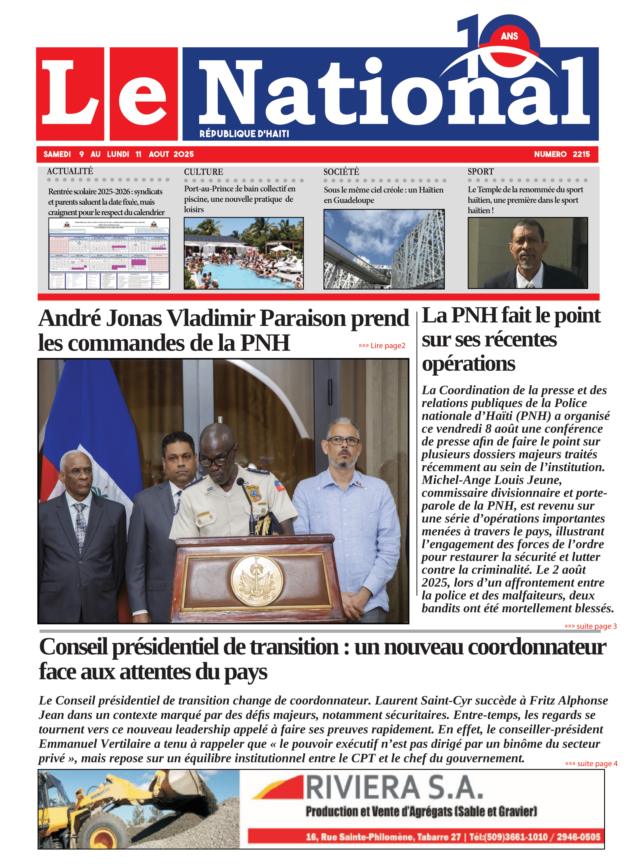 Page 1 de l'édition 2215