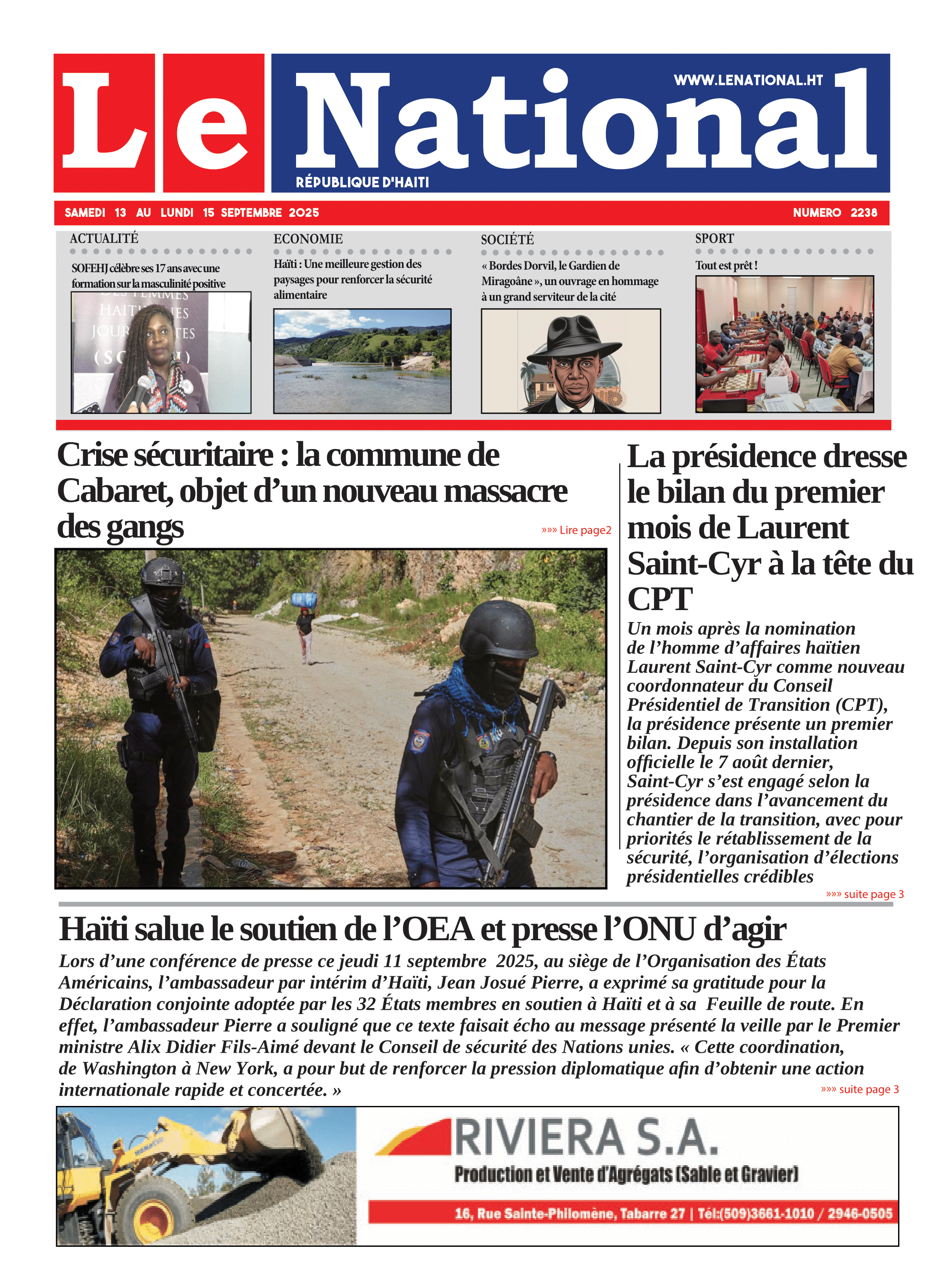 Page 1 de l'édition 2238
