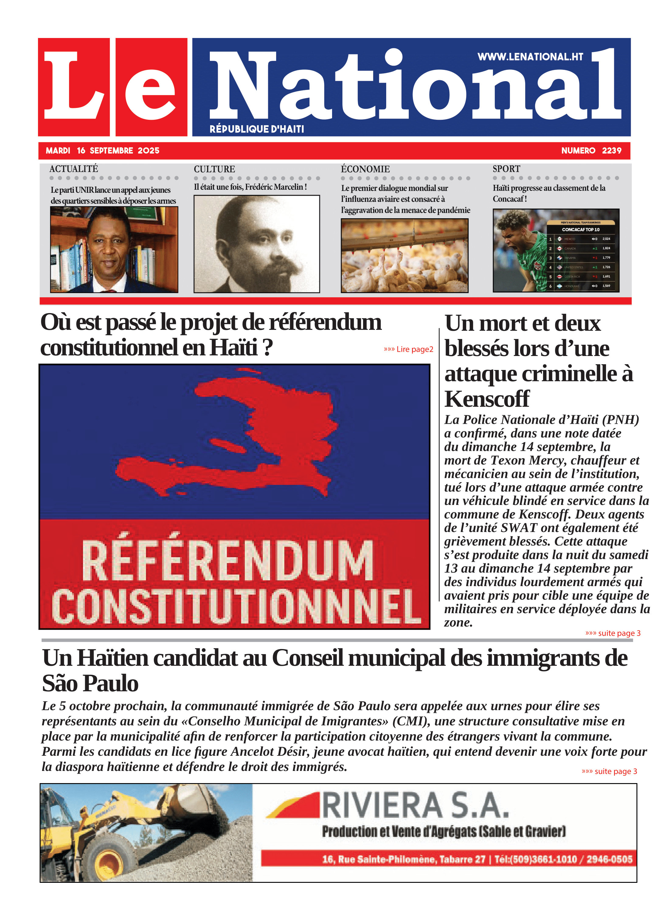 Page 1 de l'édition 2239
