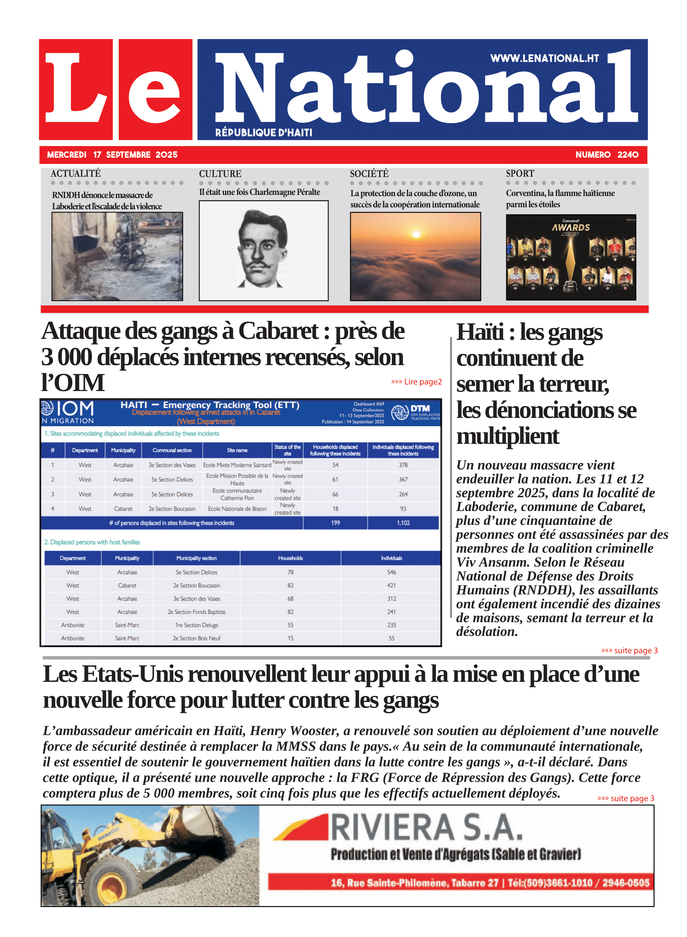 Page 1 de l'édition 2240
