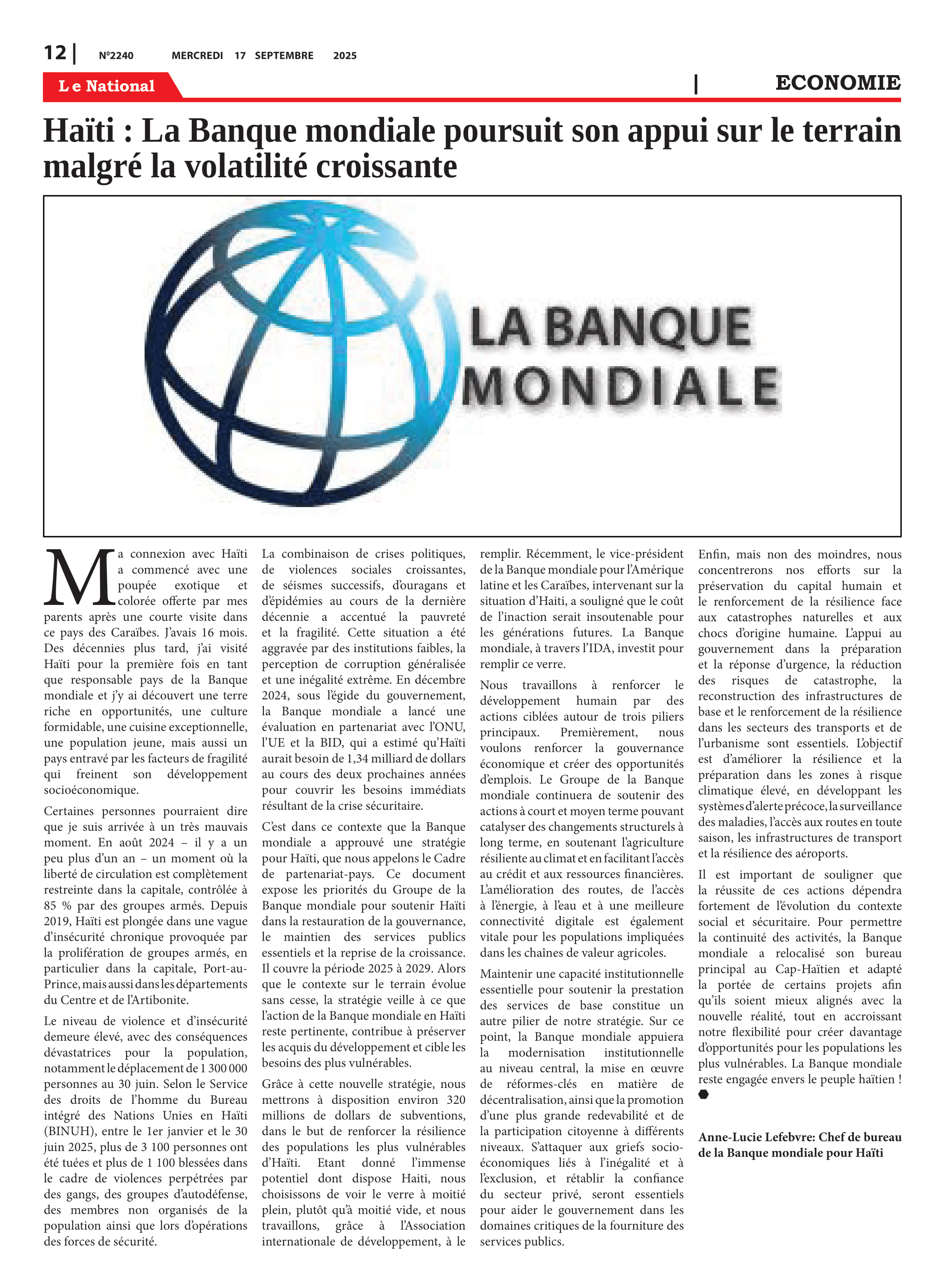 Page 12 de l'édition 2240