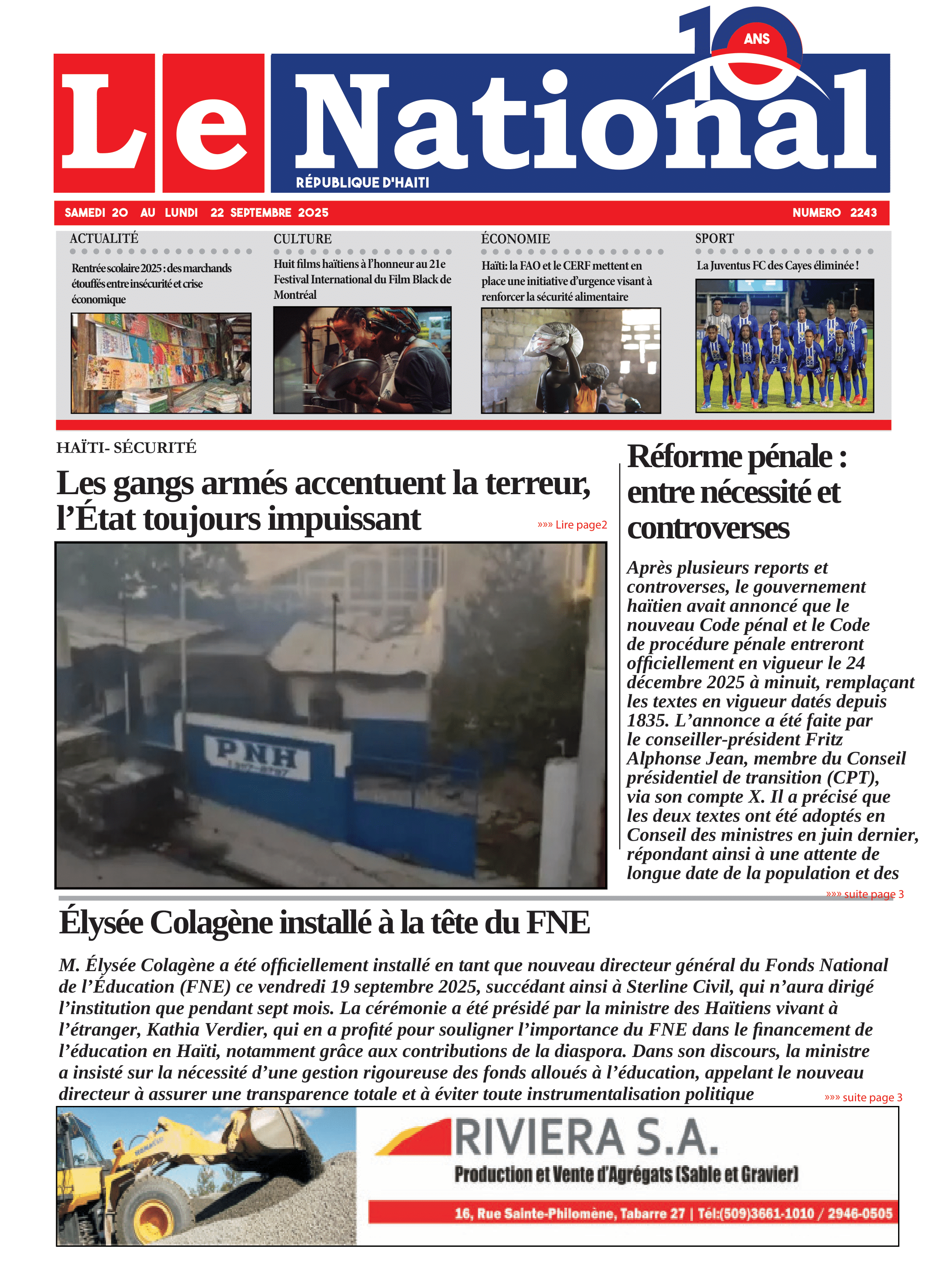 Page 1 de l'édition 2243