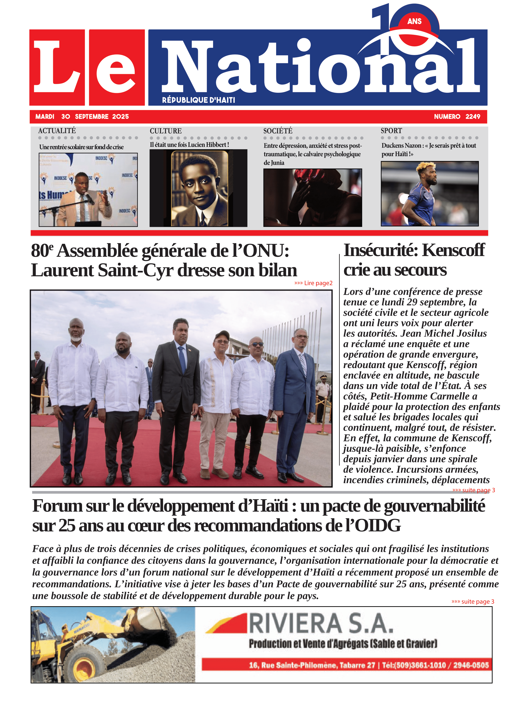 Page 1 de l'édition 2249