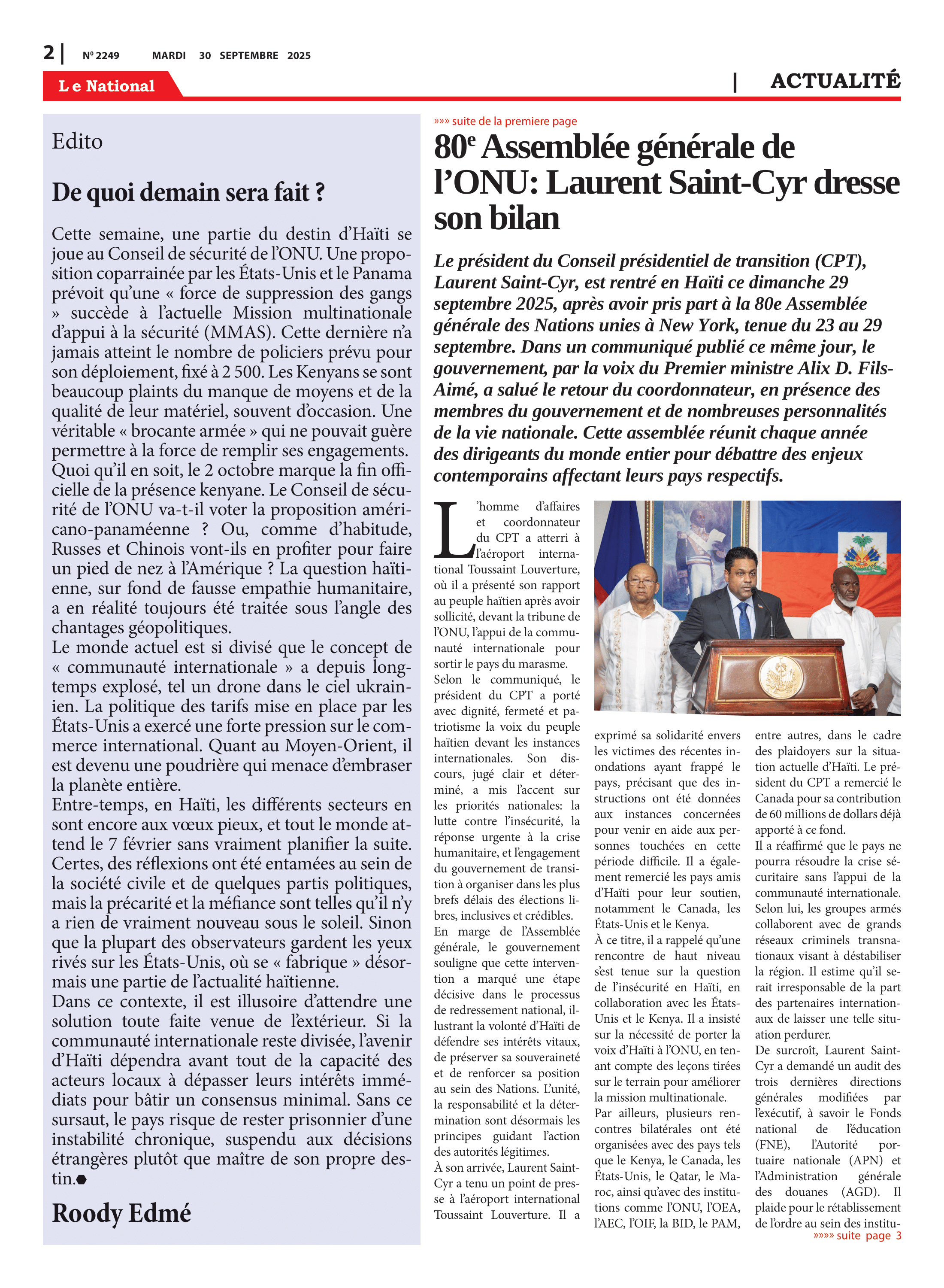 Page 2 de l'édition 2249